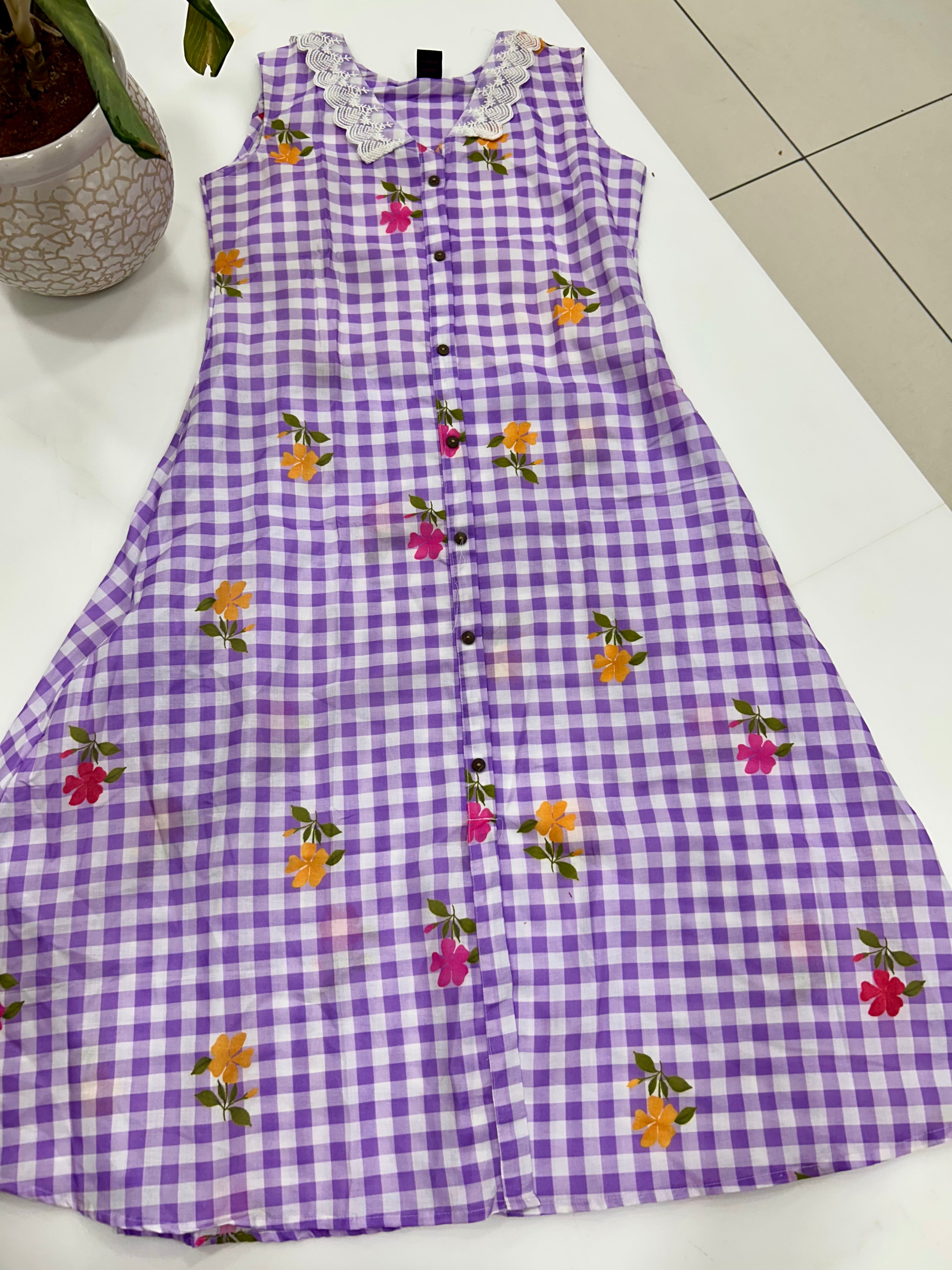 Mul cotton checks frock