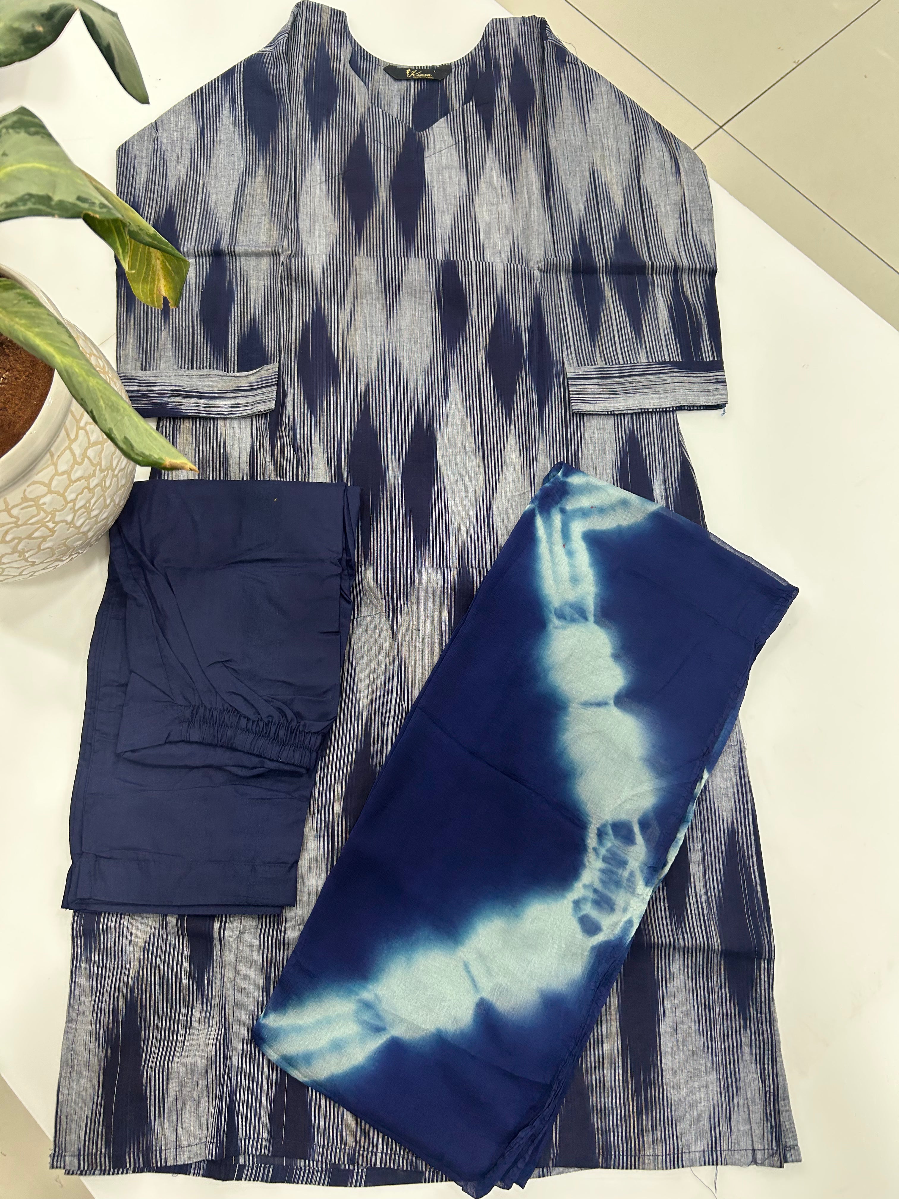 Ikkat cotton 3-piece set