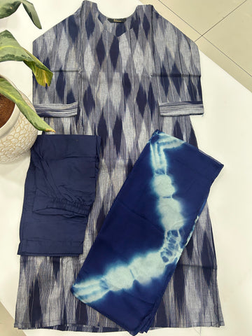 Ikkat cotton 3-piece set