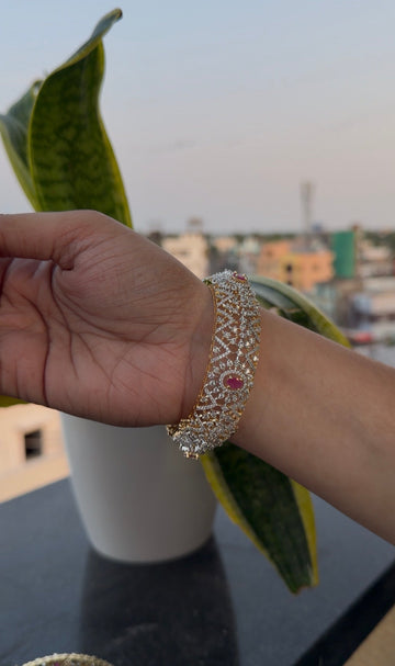 Beautiful GJ polish ruby stone  openable bangle
