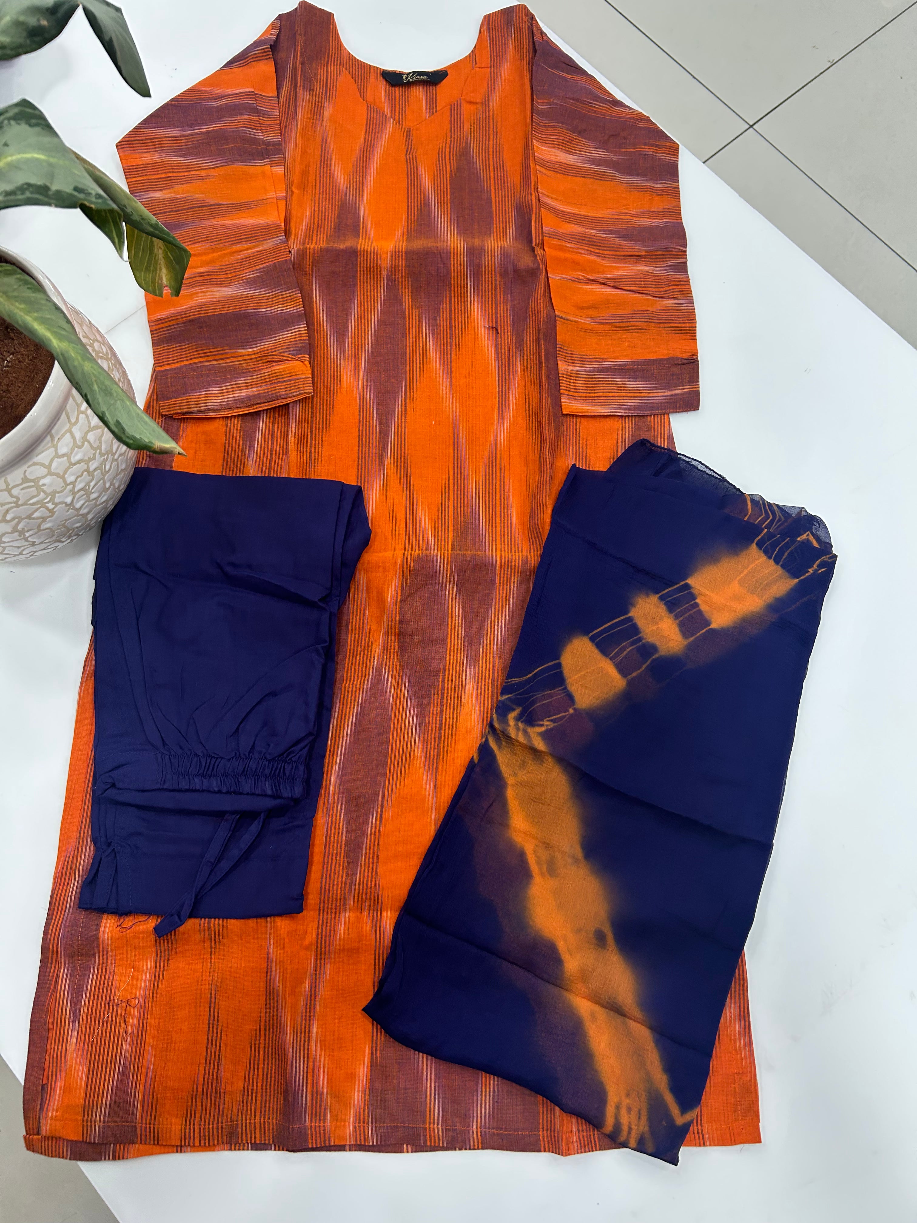 Ikkat cotton 3-piece set