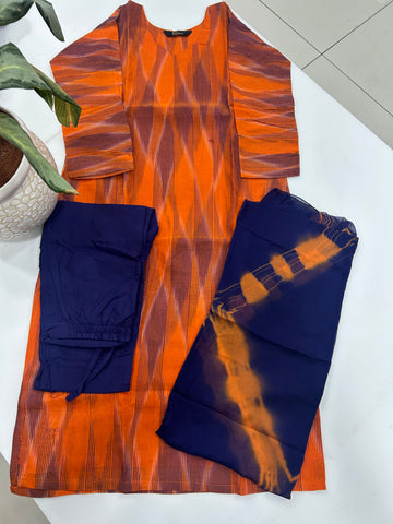 Ikkat cotton 3-piece set