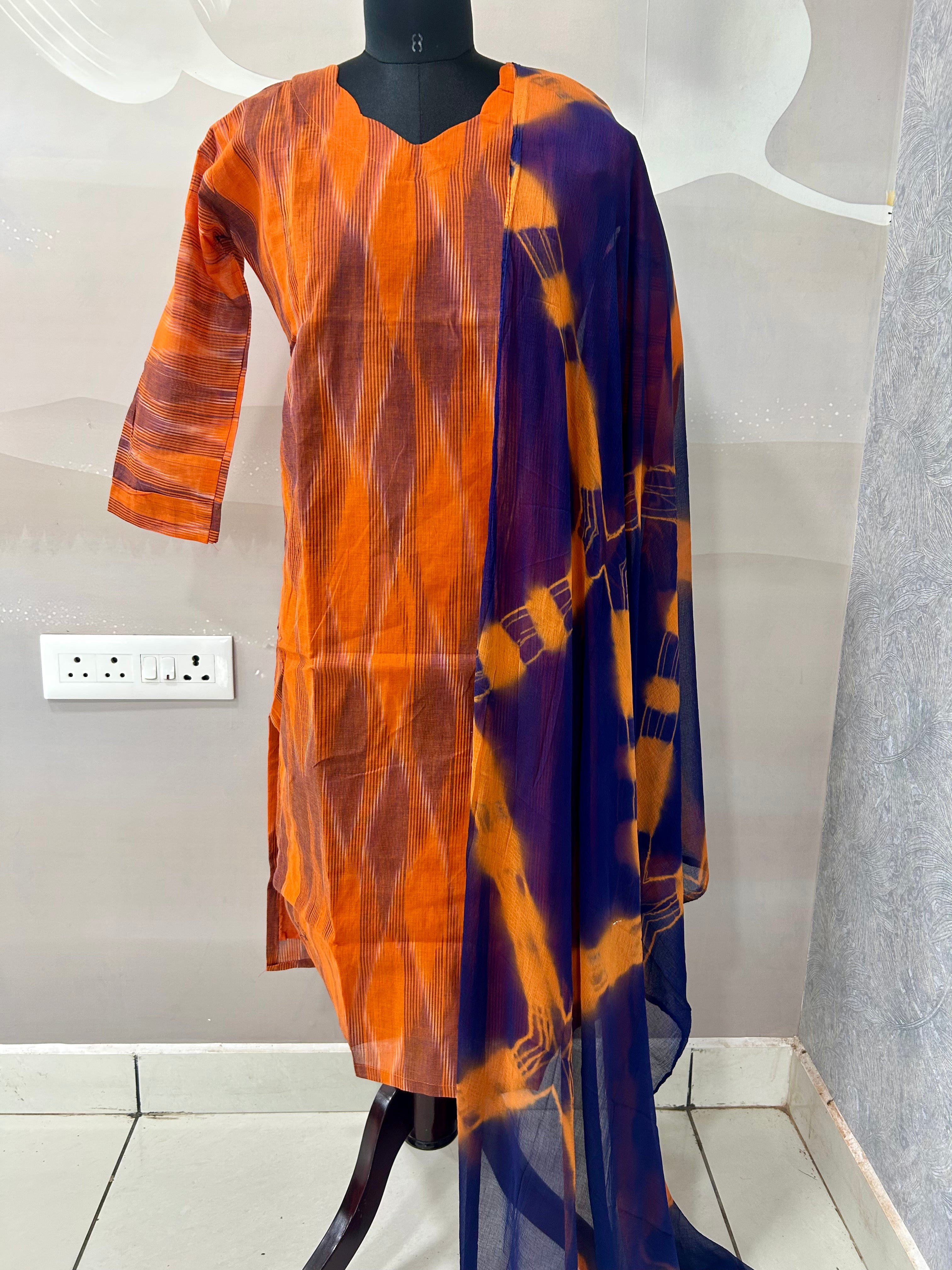 Ikkat cotton 3-piece set