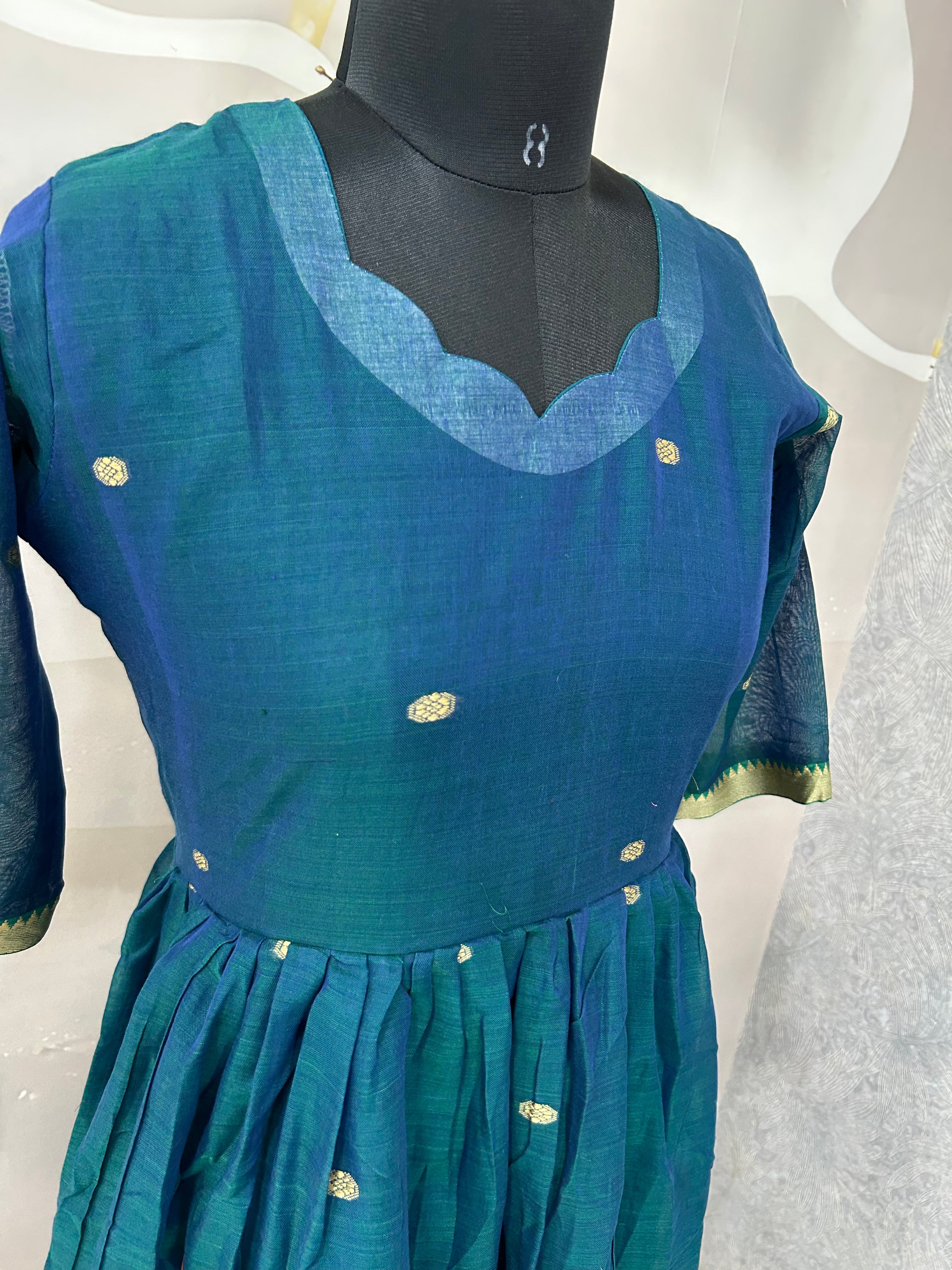 Jamdhani cotton A-line frock