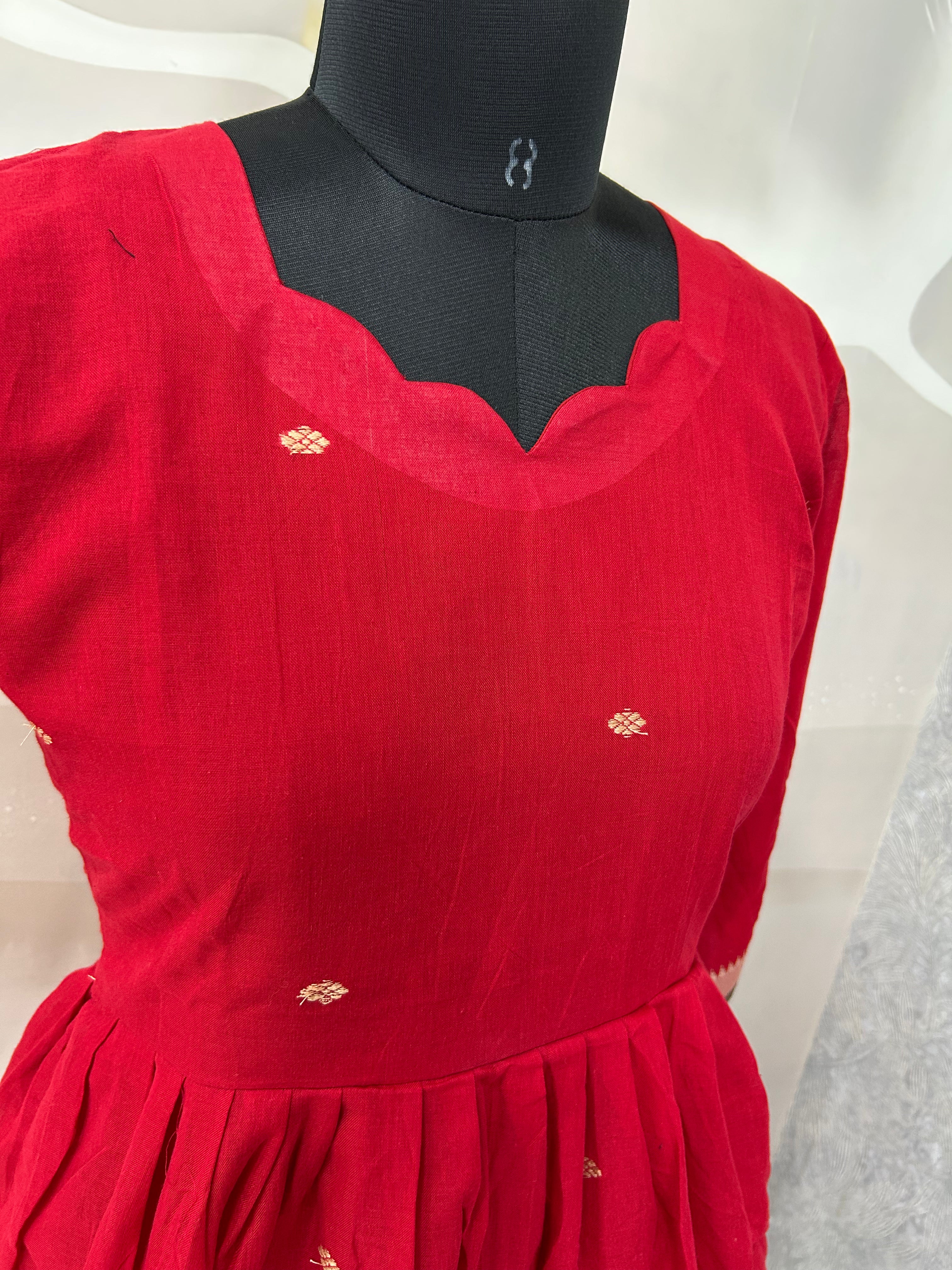 Jamdhani cotton A-line frock