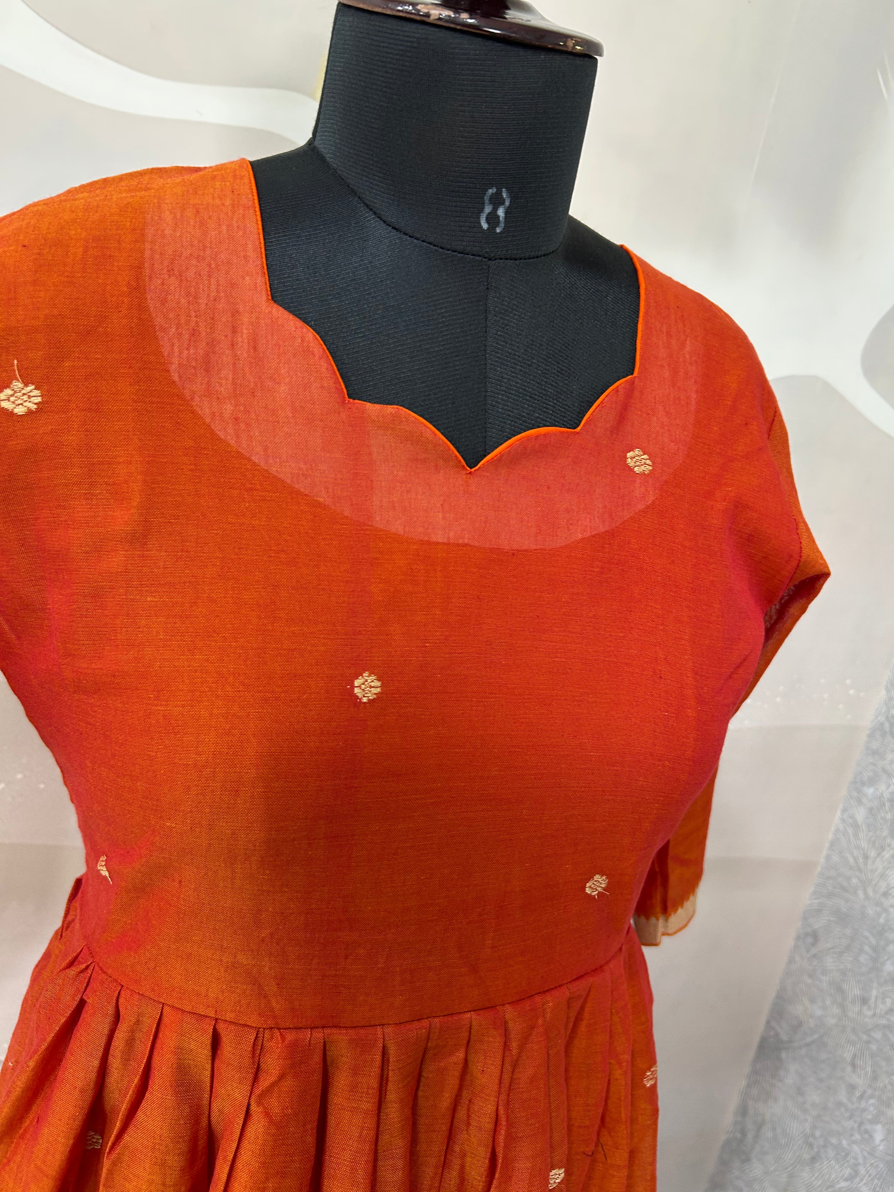 Jamdhani cotton A-line frock