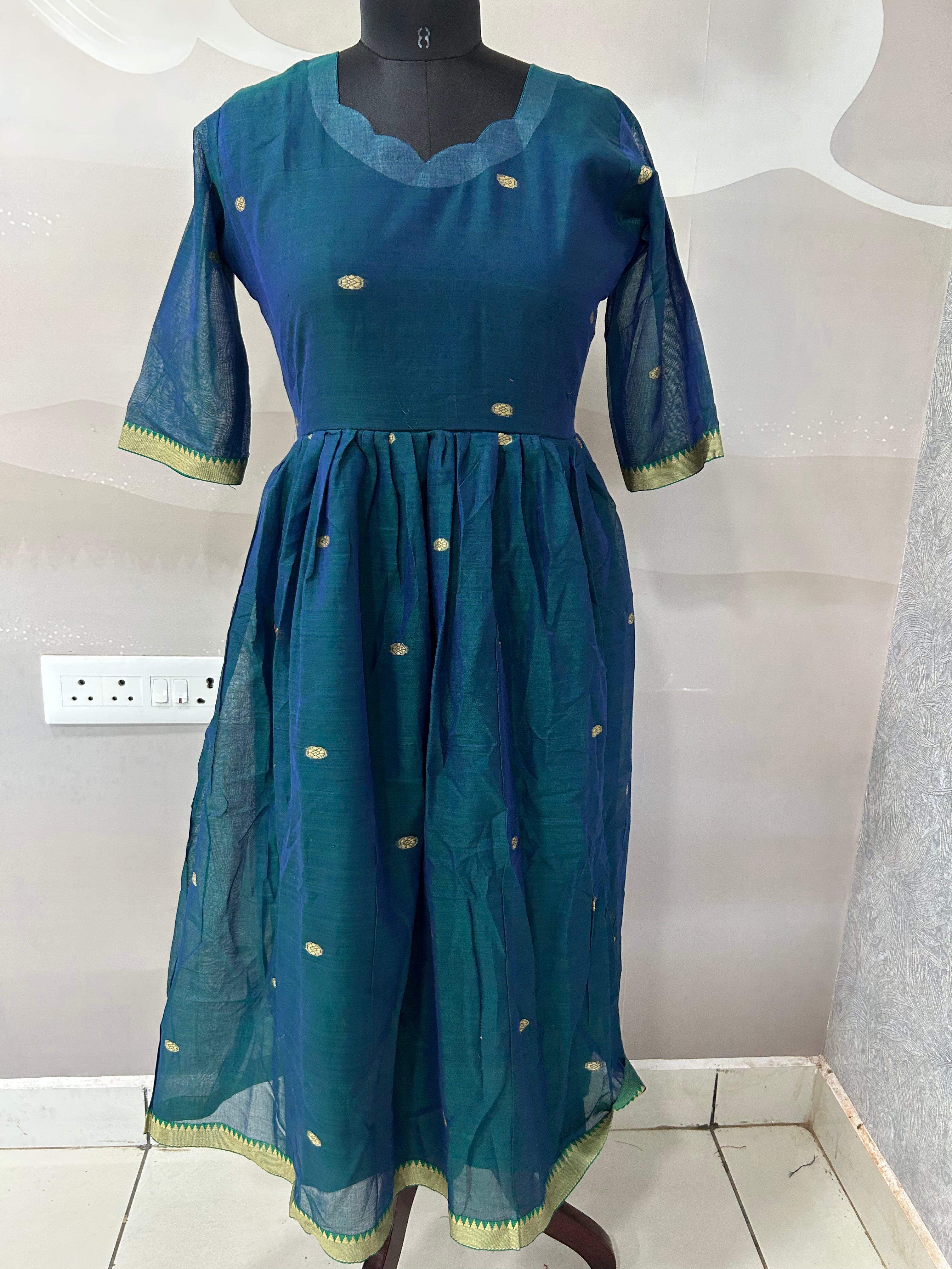 Jamdhani cotton A-line frock