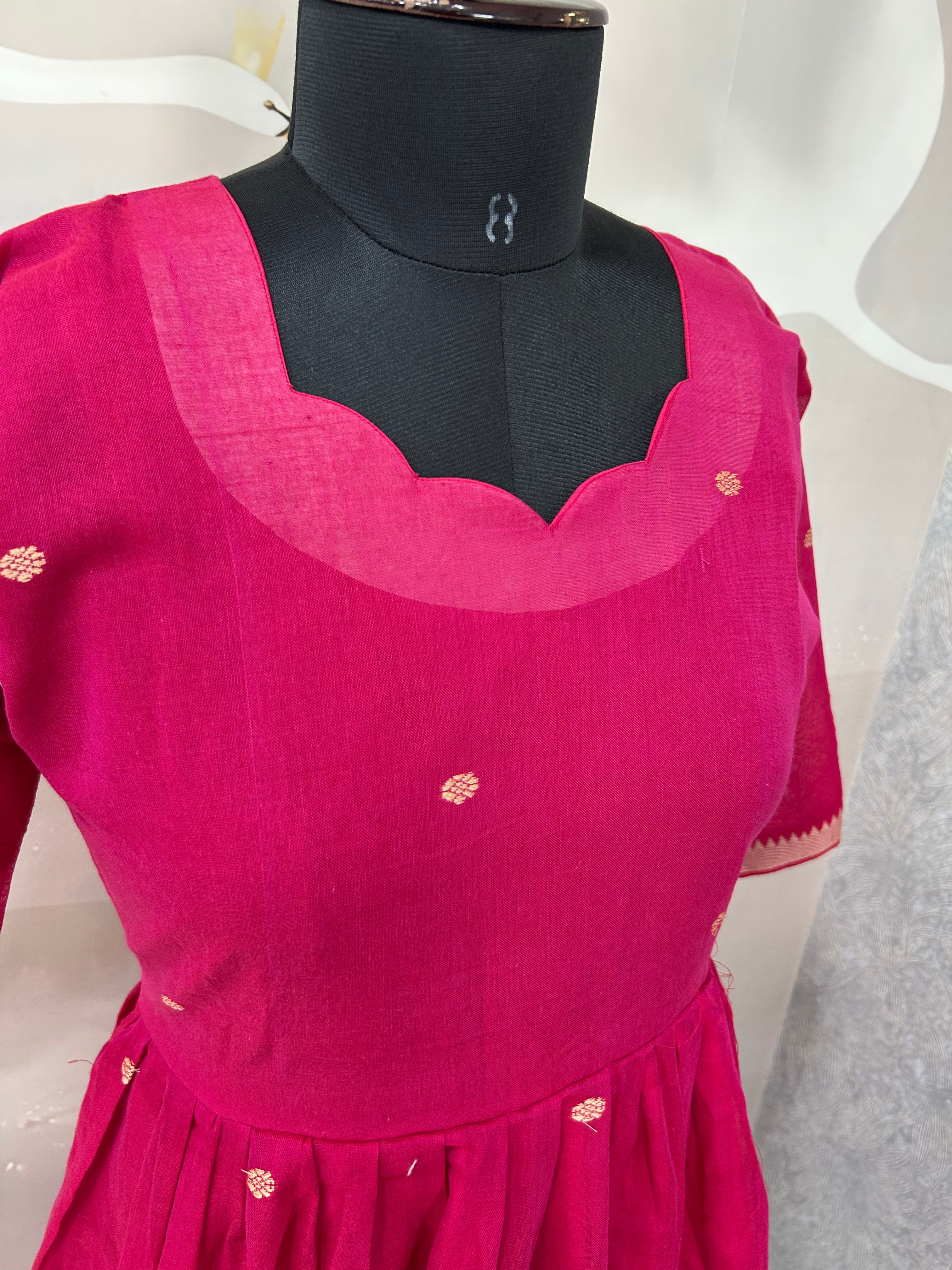 Jamdhani cotton A-line frock