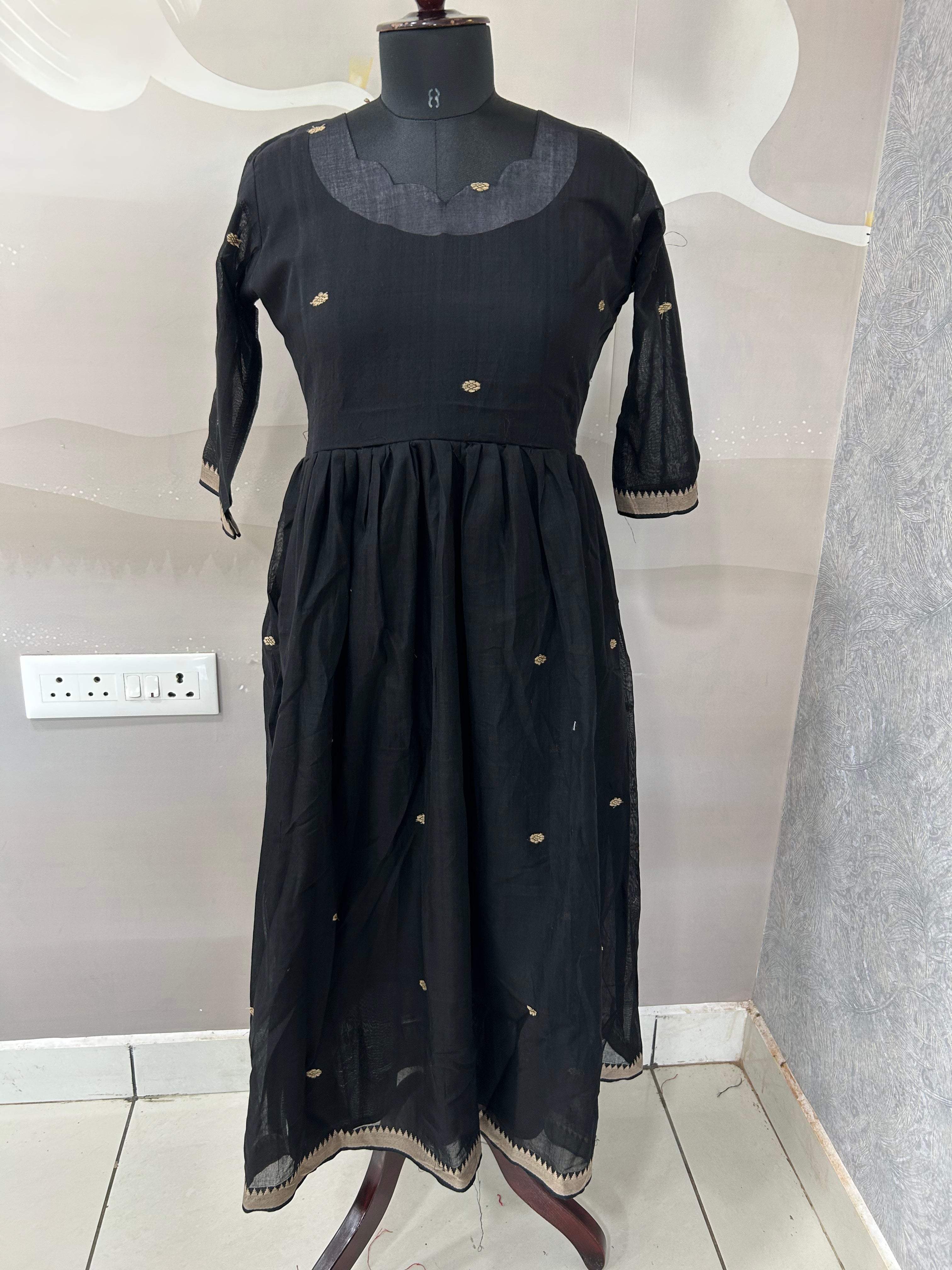 Jamdhani cotton A-line frock