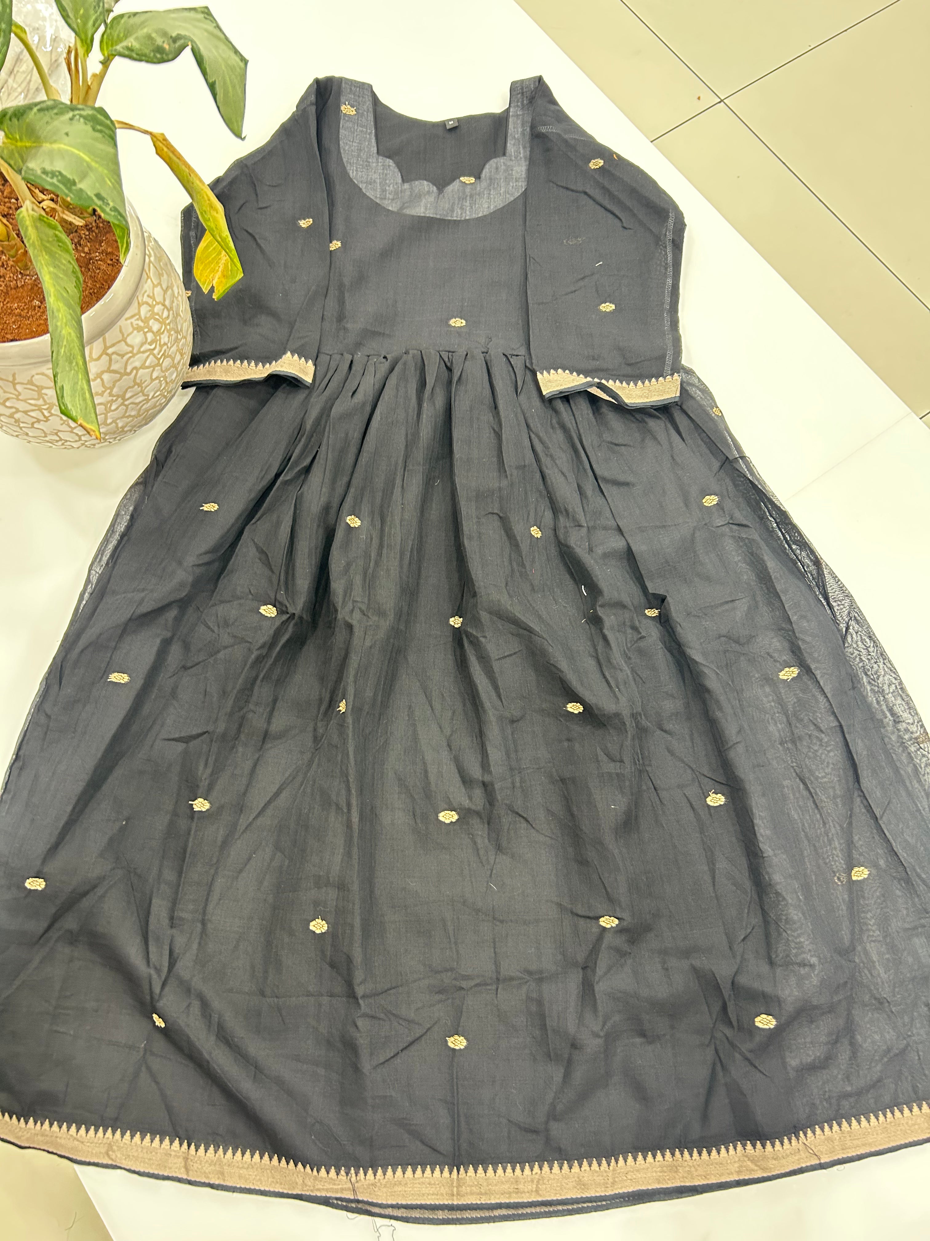 Jamdhani cotton A-line frock