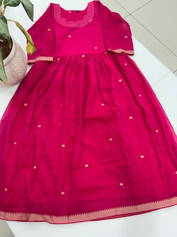 Jamdhani cotton A-line frock