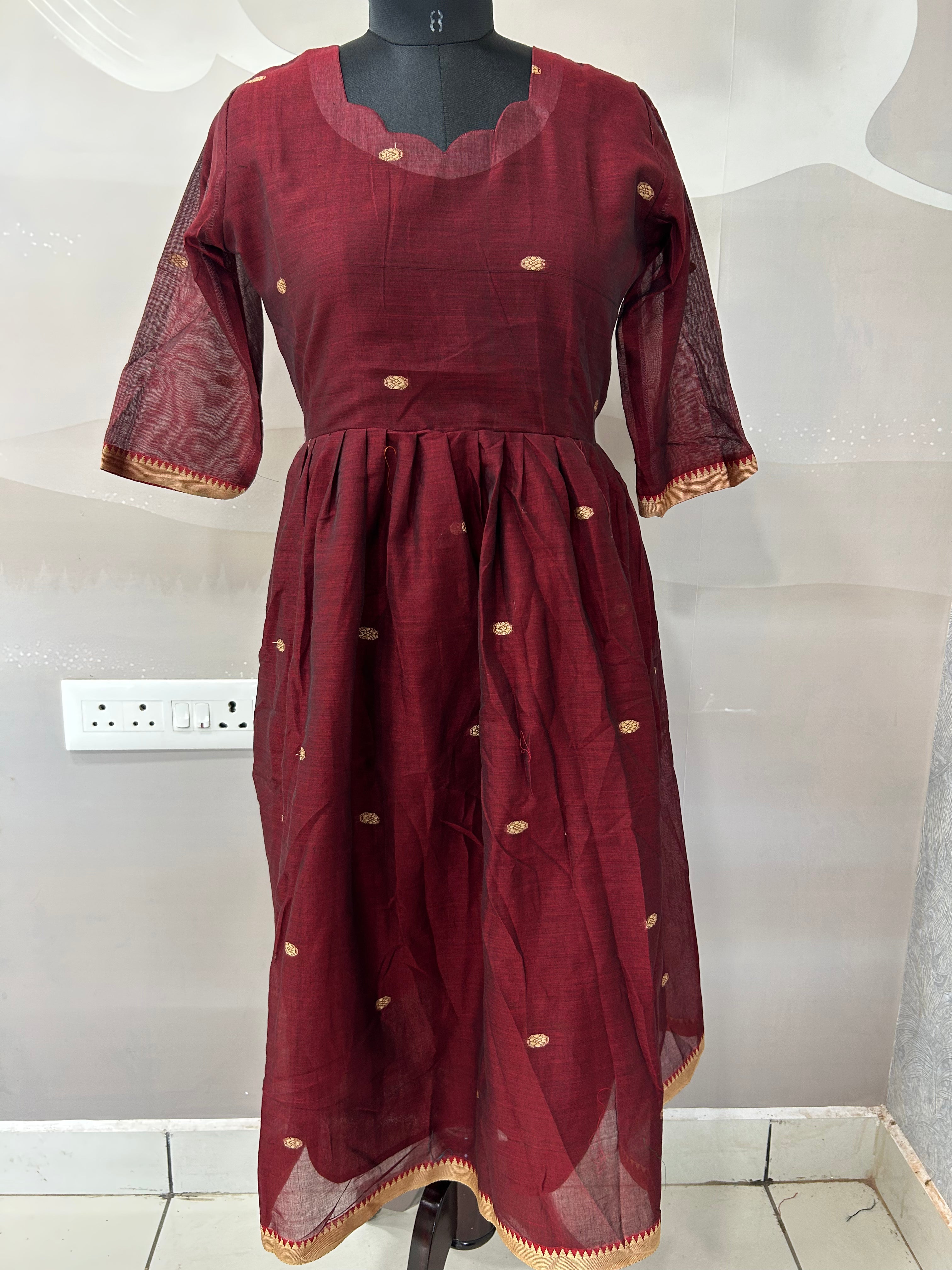 Jamdhani cotton A-line frock