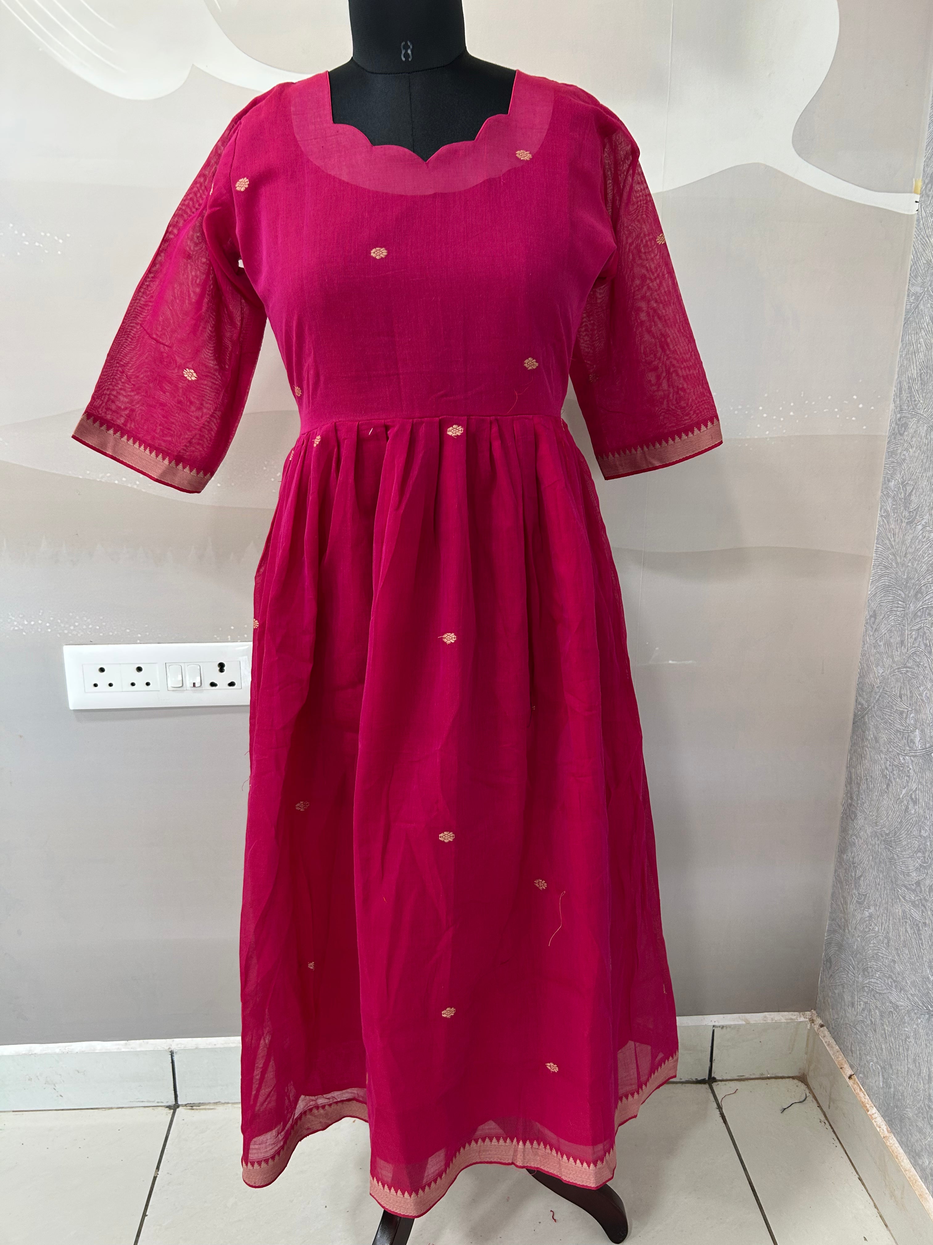 Jamdhani cotton A-line frock