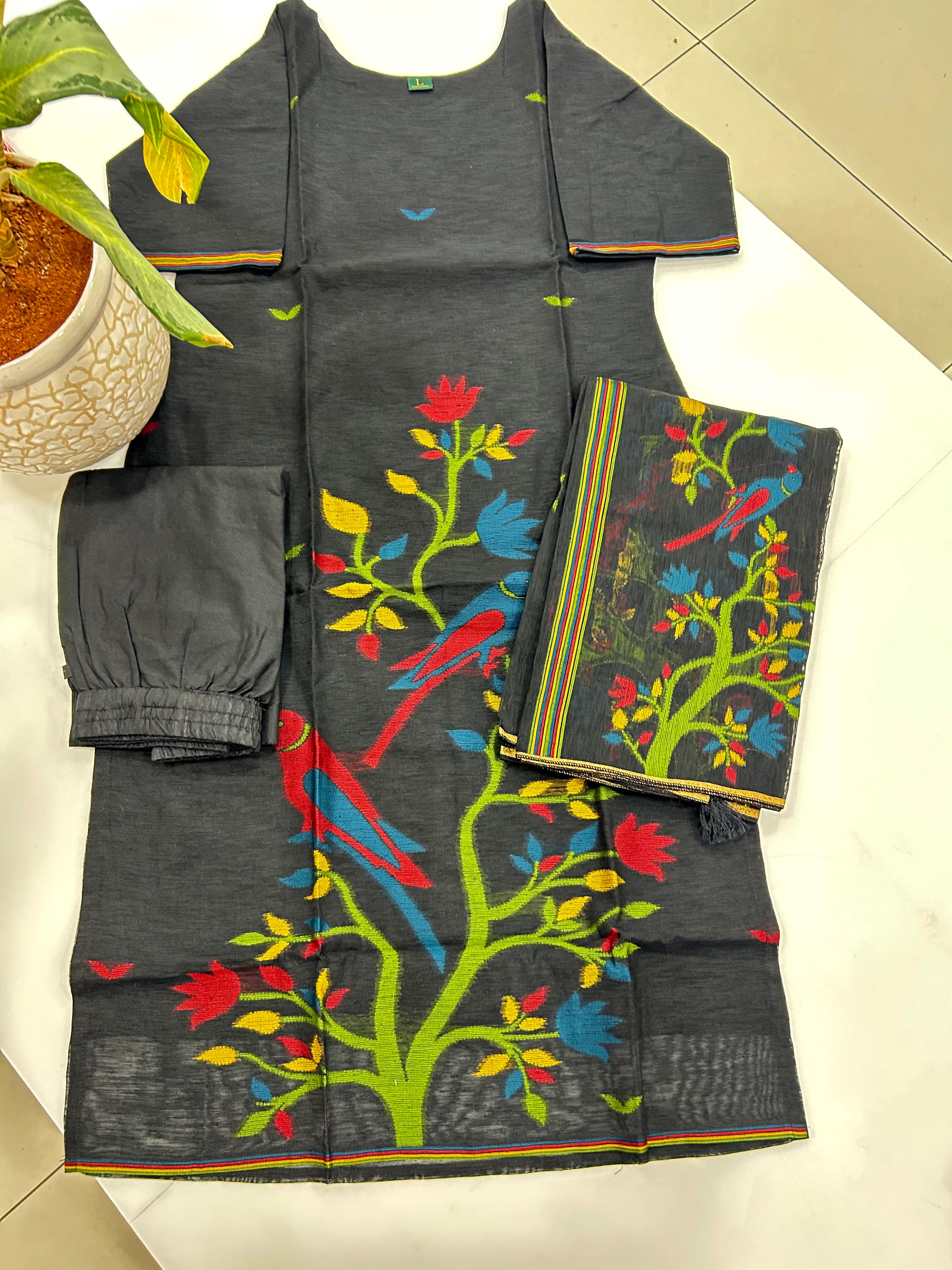 Muslin Jamdani 3-piece set