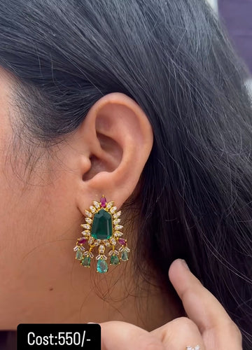 Beautiful CZ stone studs with pushback