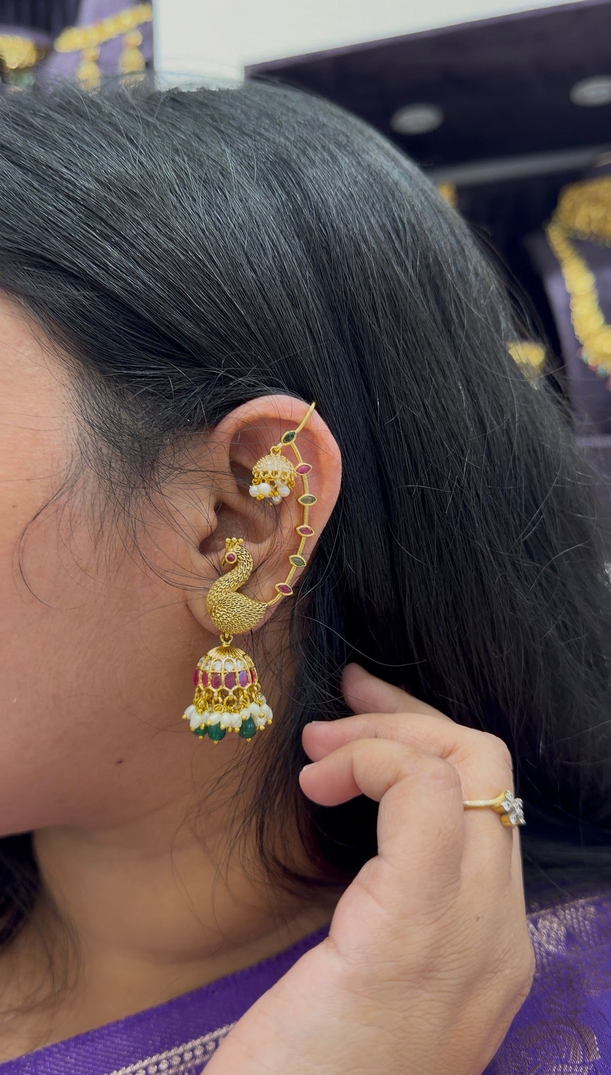 Beautiful peacock design Earcuffs