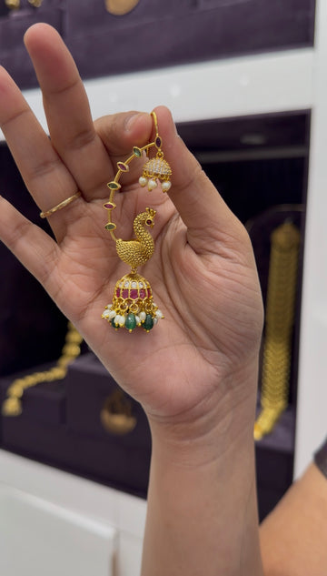 Beautiful peacock design Earcuffs