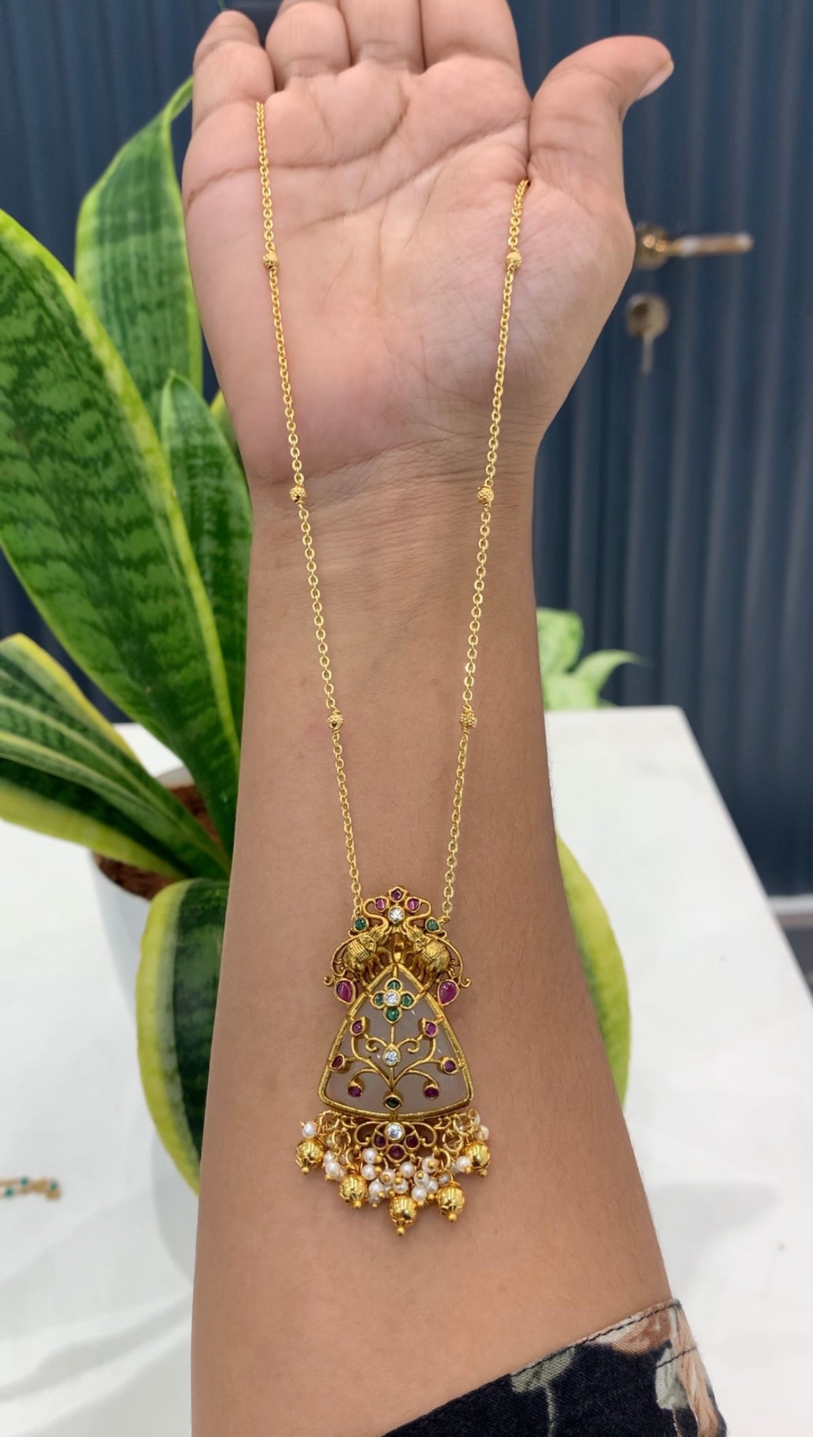 Beautiful Pendent with Chandraharam chain 18 inchs Long