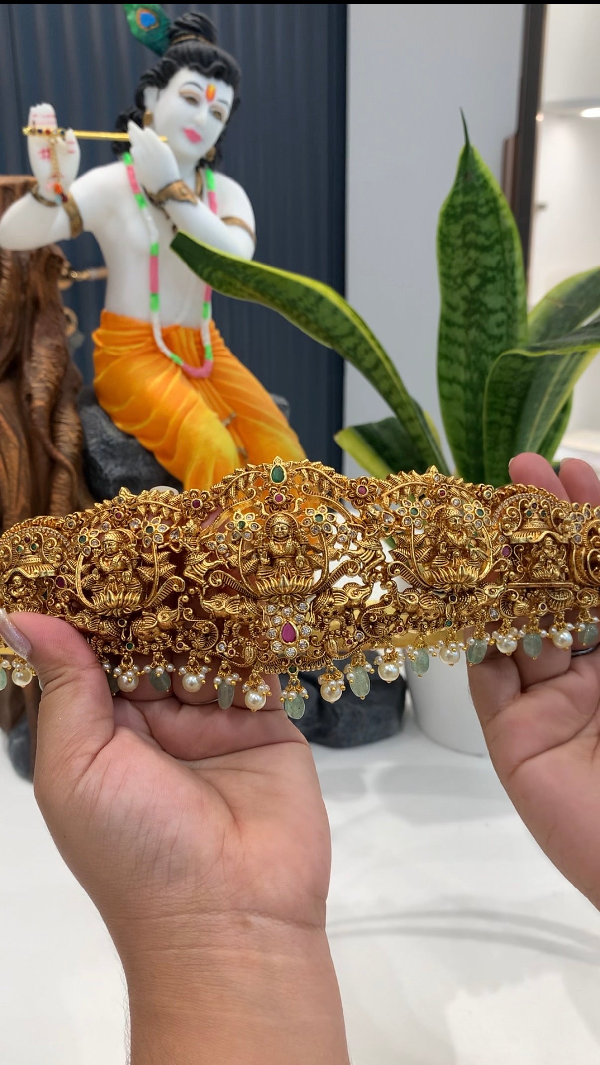 Beautiful Lakshmi devi adult vaddanam with aqua beads