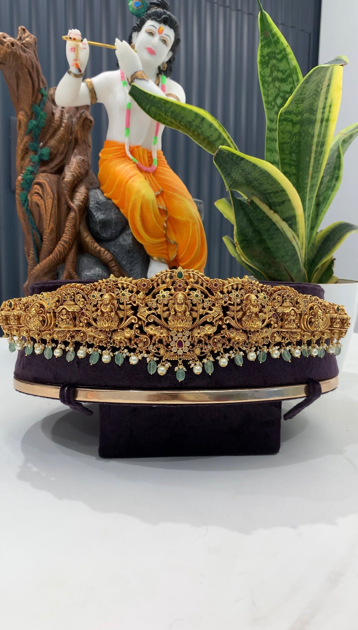 Beautiful Lakshmi devi adult vaddanam with aqua beads