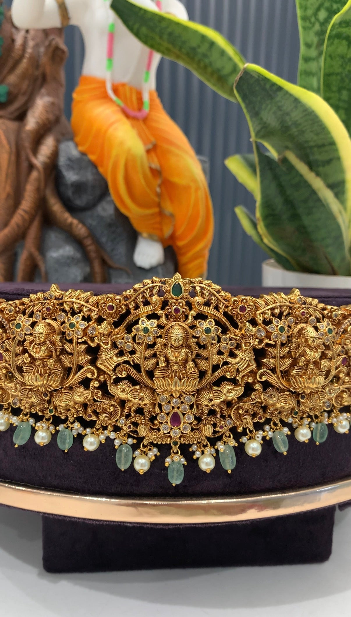 Beautiful Lakshmi devi adult vaddanam with aqua beads