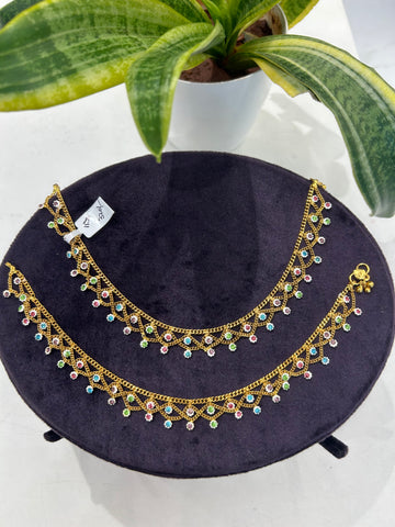 Beautiful multi stone fancy anklets