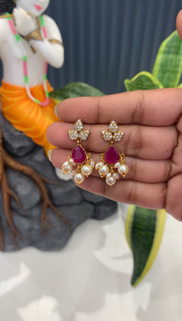 Beautiful ruby stone earrings with pushback