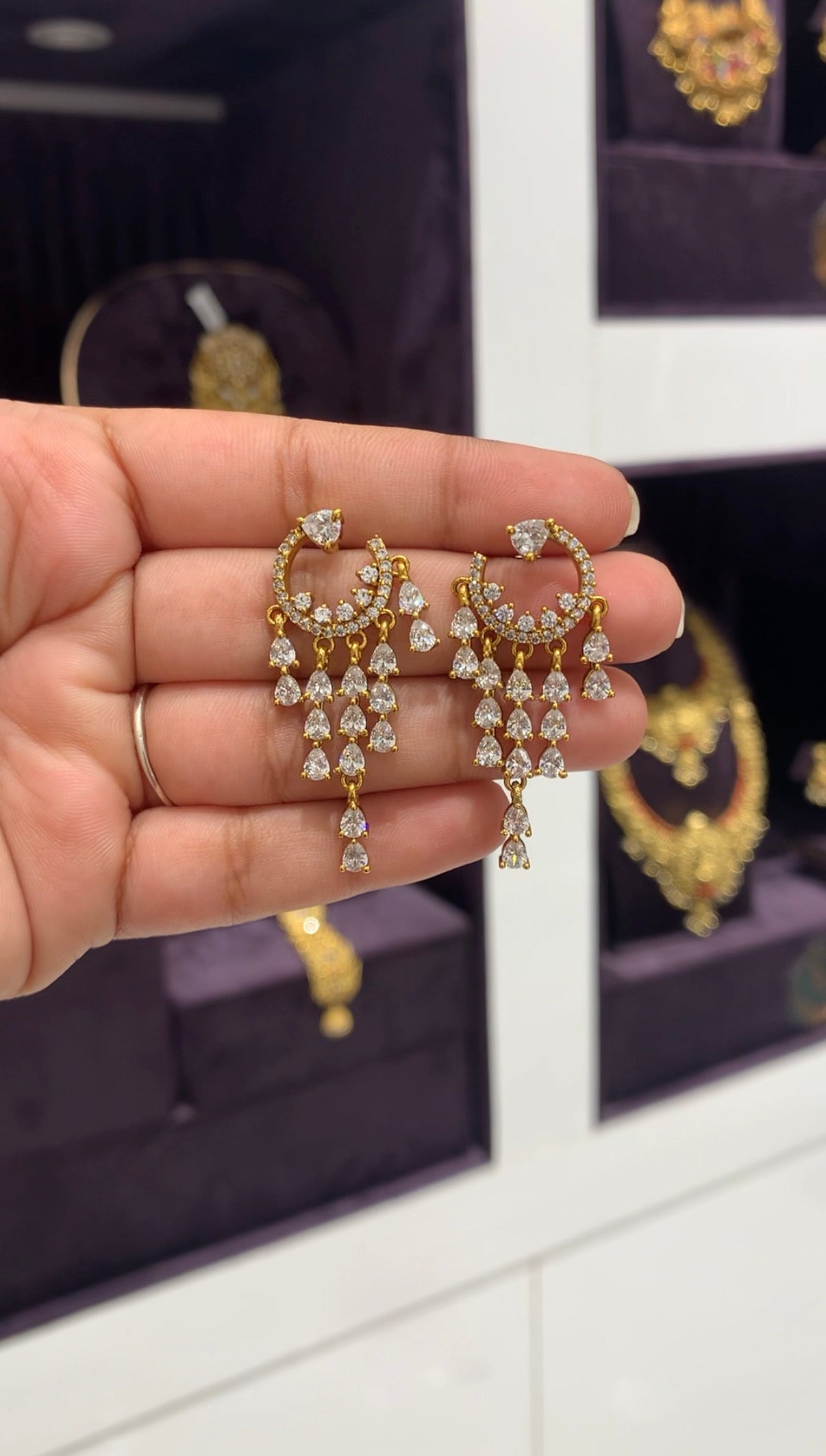 Beautiful White stone earrings with pushback