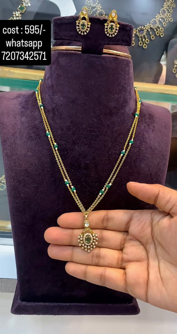 Beautiful pendant set with handmaking beads,Chandraharam chain 18 inchs long