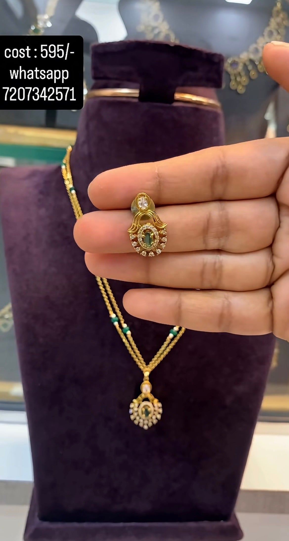 Beautiful pendant set with handmaking beads,Chandraharam chain 18 inchs long