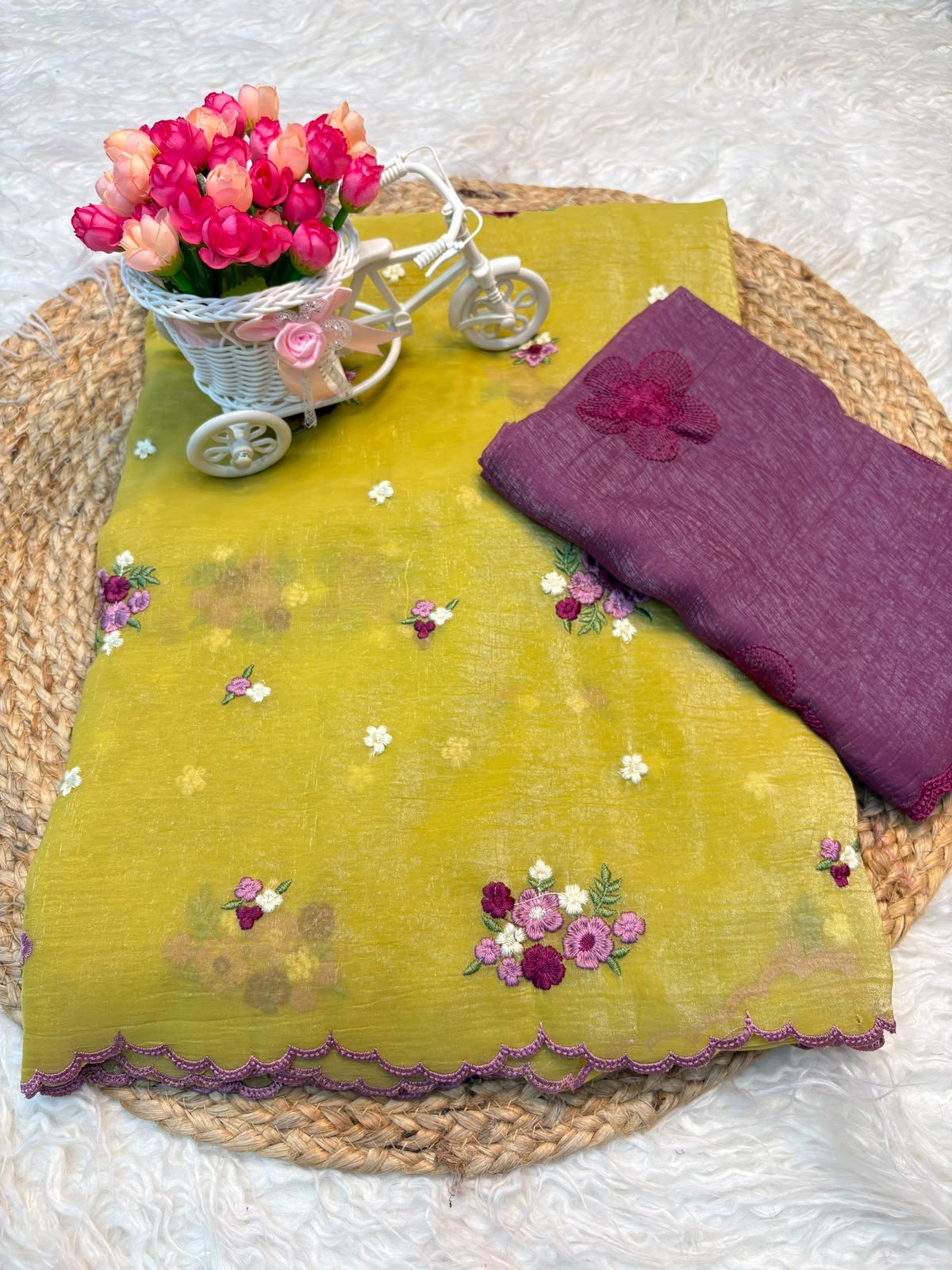 Crunchy fabric saree