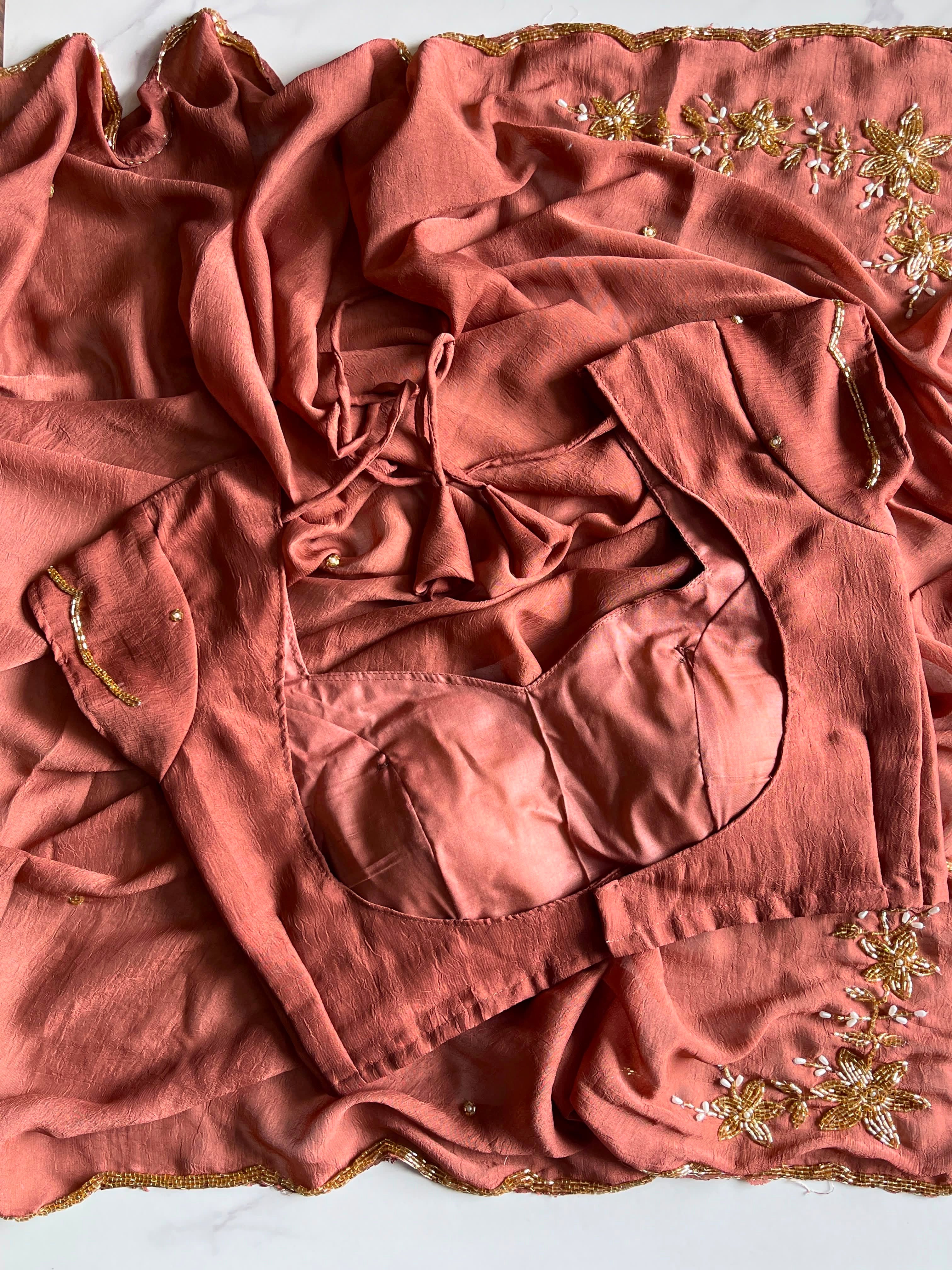 Premium chinnon crushed saree