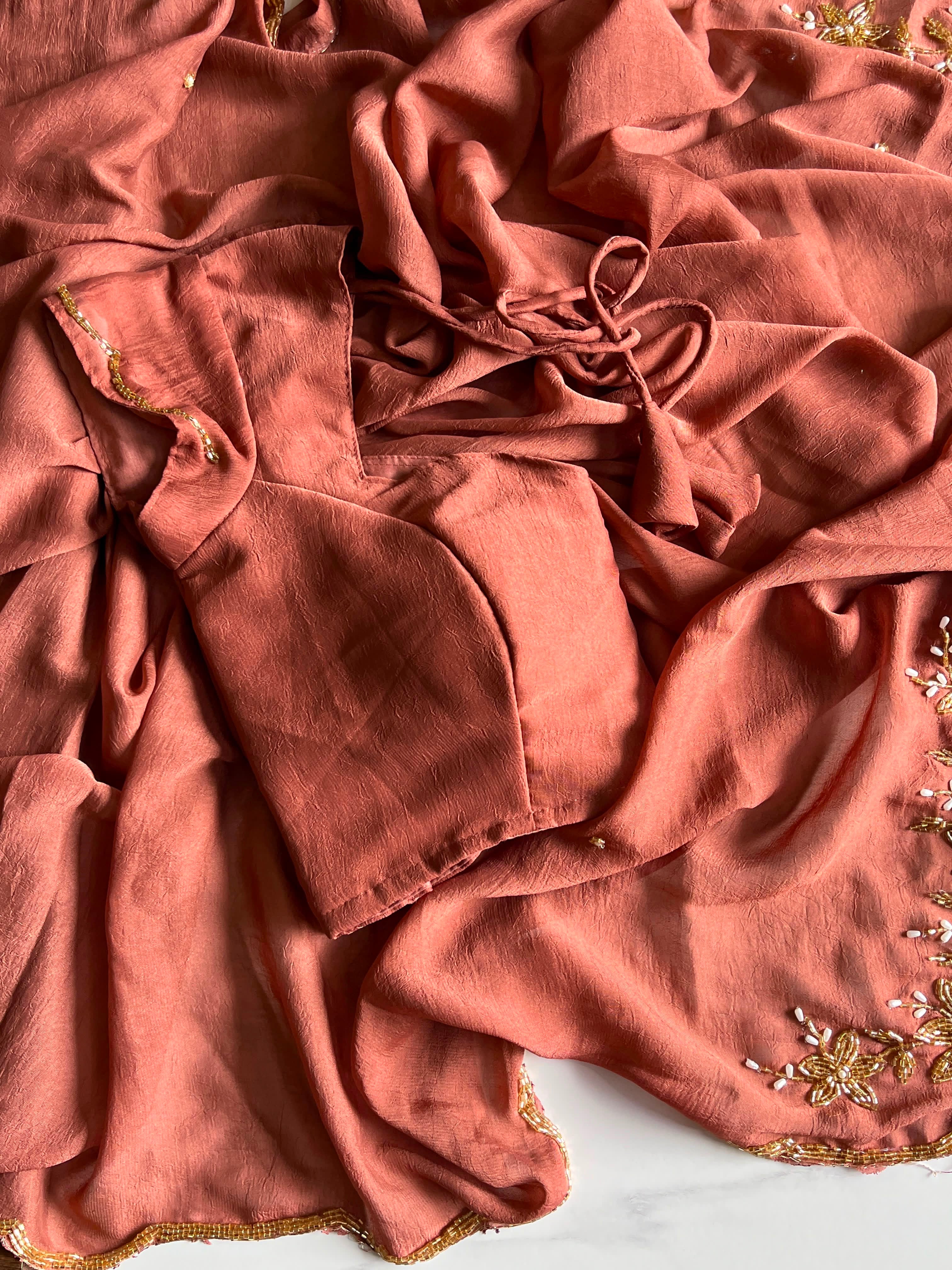Premium chinnon crushed saree