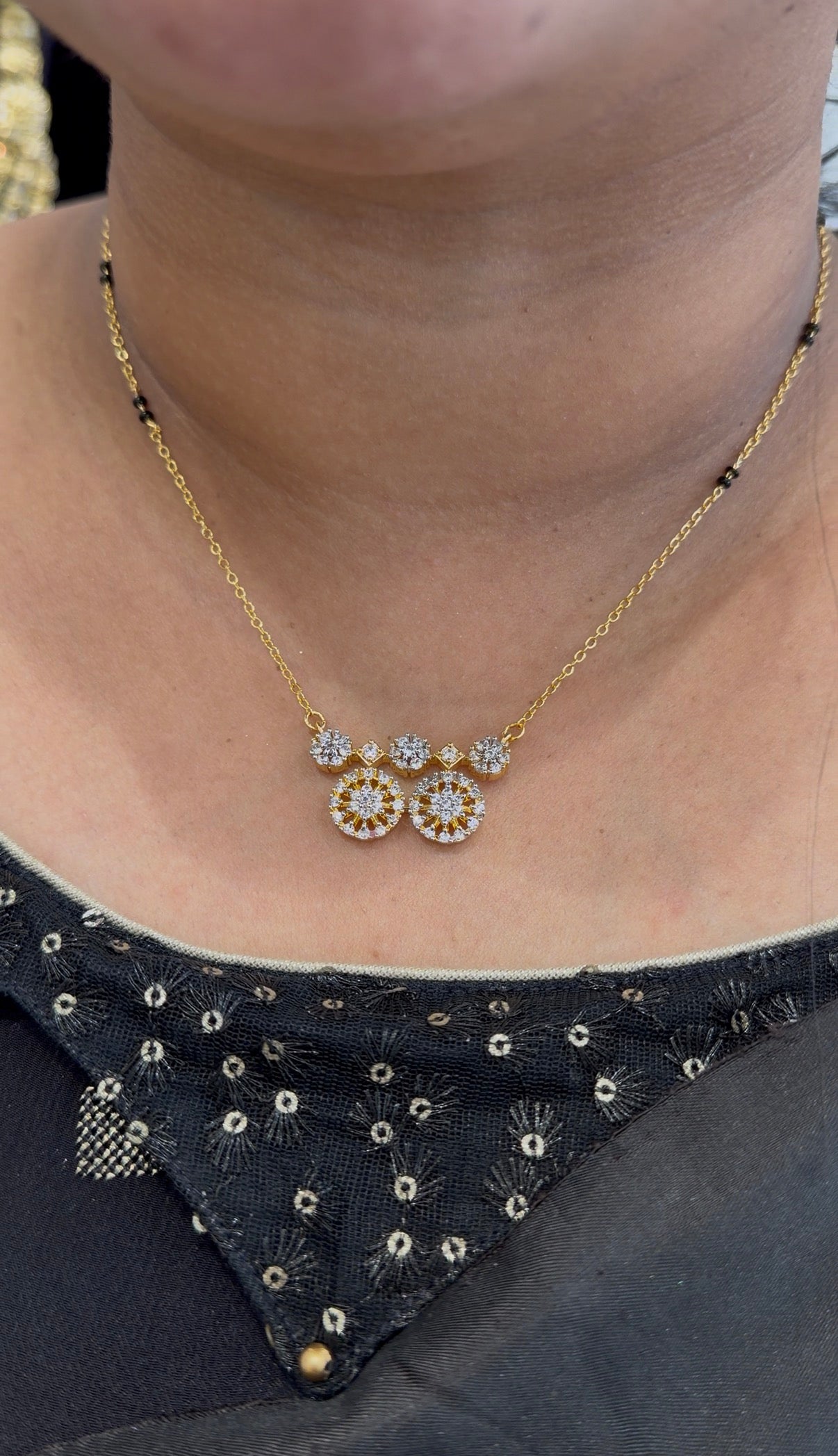 Beautiful mangalsutra pendant with Chandraharam & Blackbeads chain
