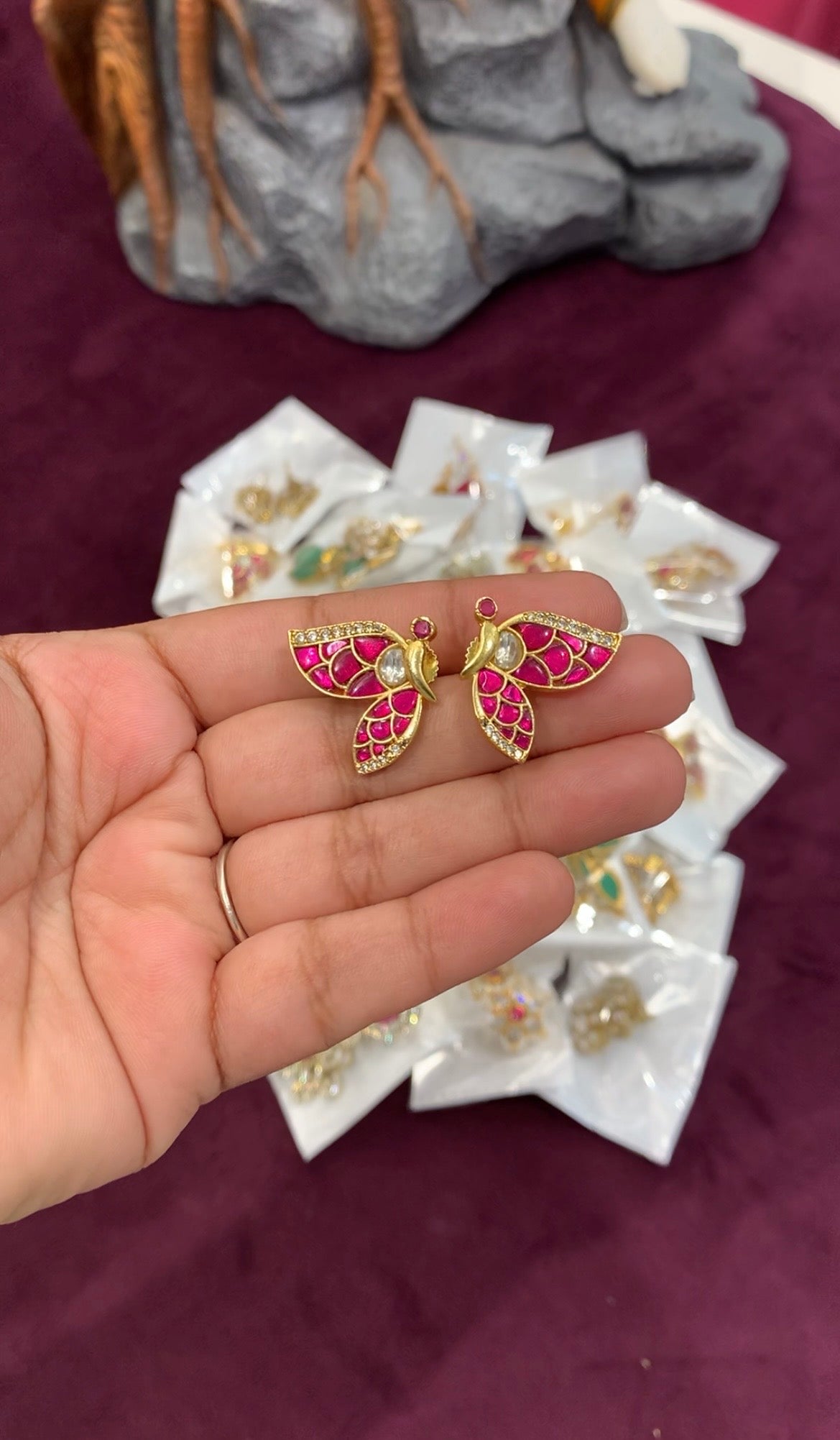 Beautiful Jadav kundhan studs with pushback