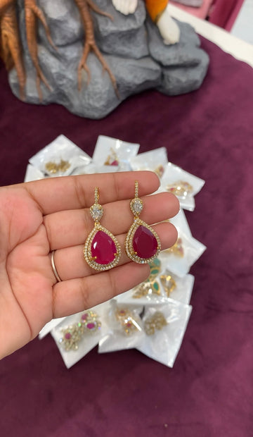 Beautiful pink stone ear hangings