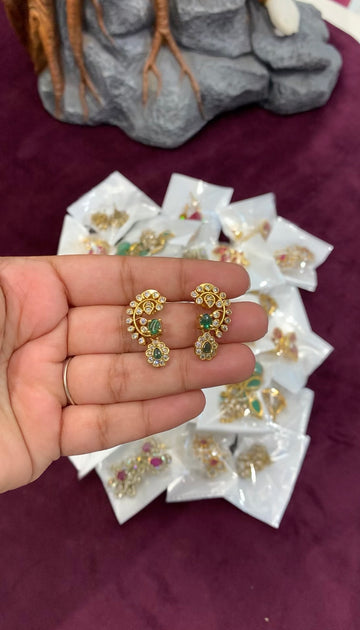 Beautiful uncut stone earrings with pushback