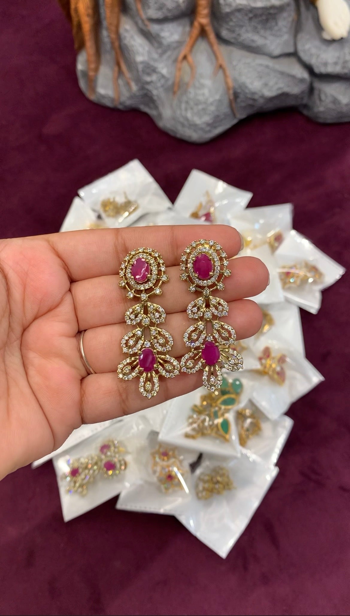 Beautiful CZ stone earrings  with pushback