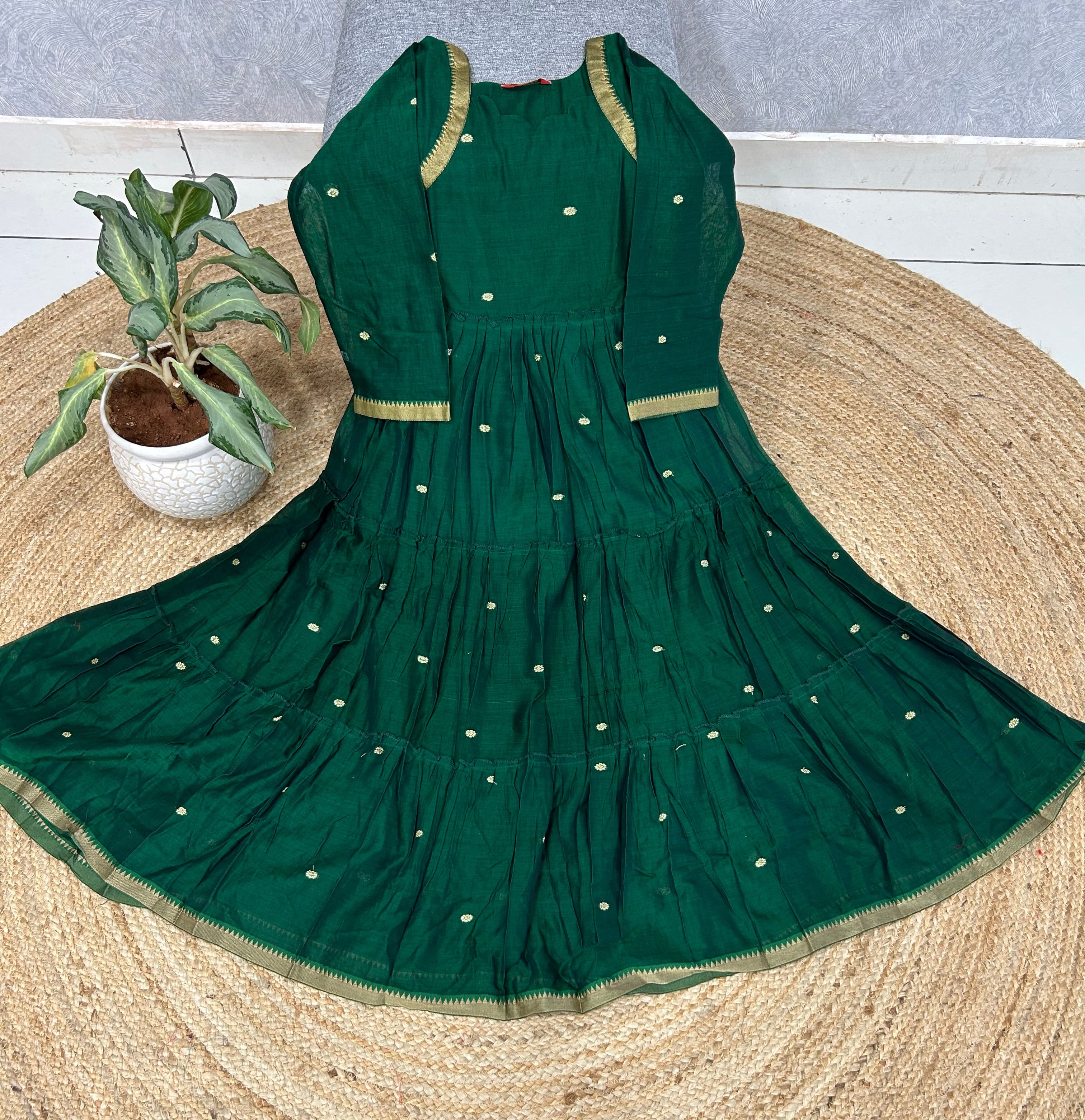 Jamdhani A-Line frock with cotton lining