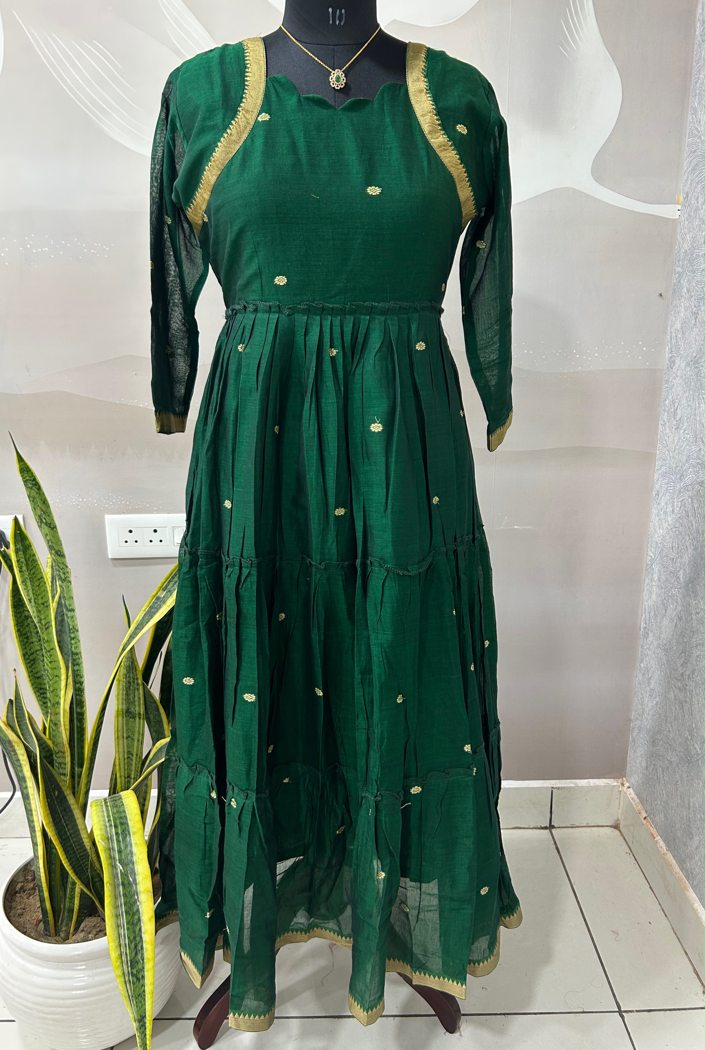 Jamdhani A-Line frock with cotton lining