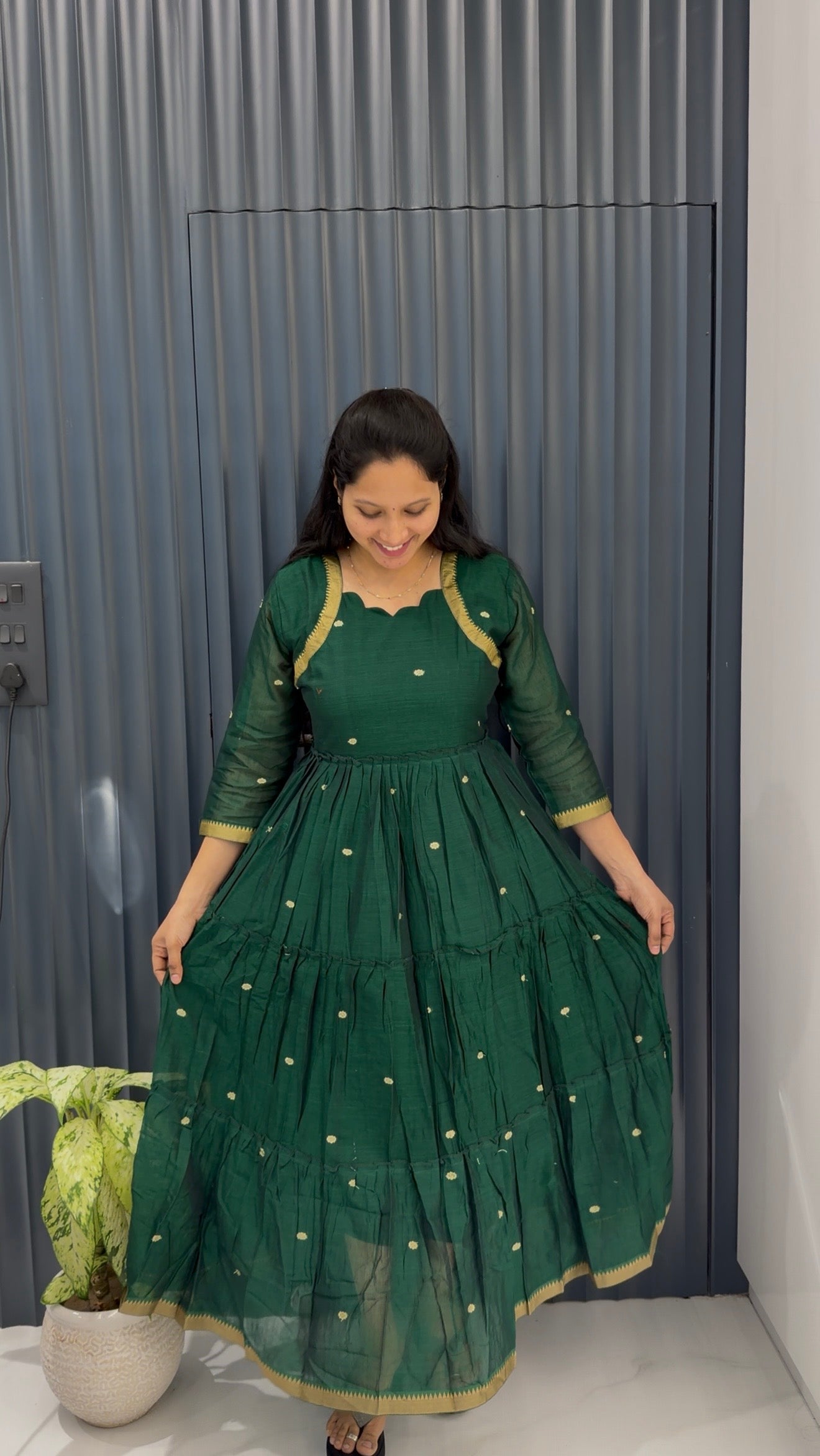 Jamdhani A-Line frock with cotton lining