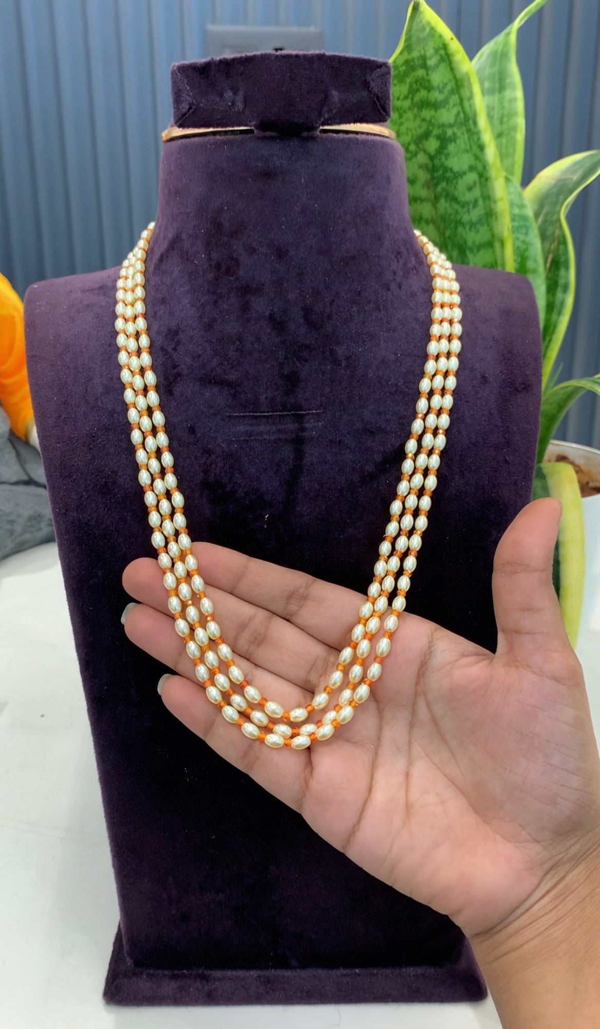 Beautiful white pearls 3 layers customised mala