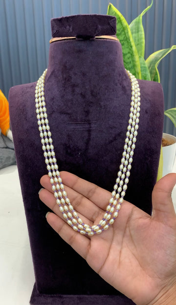 Beautiful white pearls 3 layers customised mala