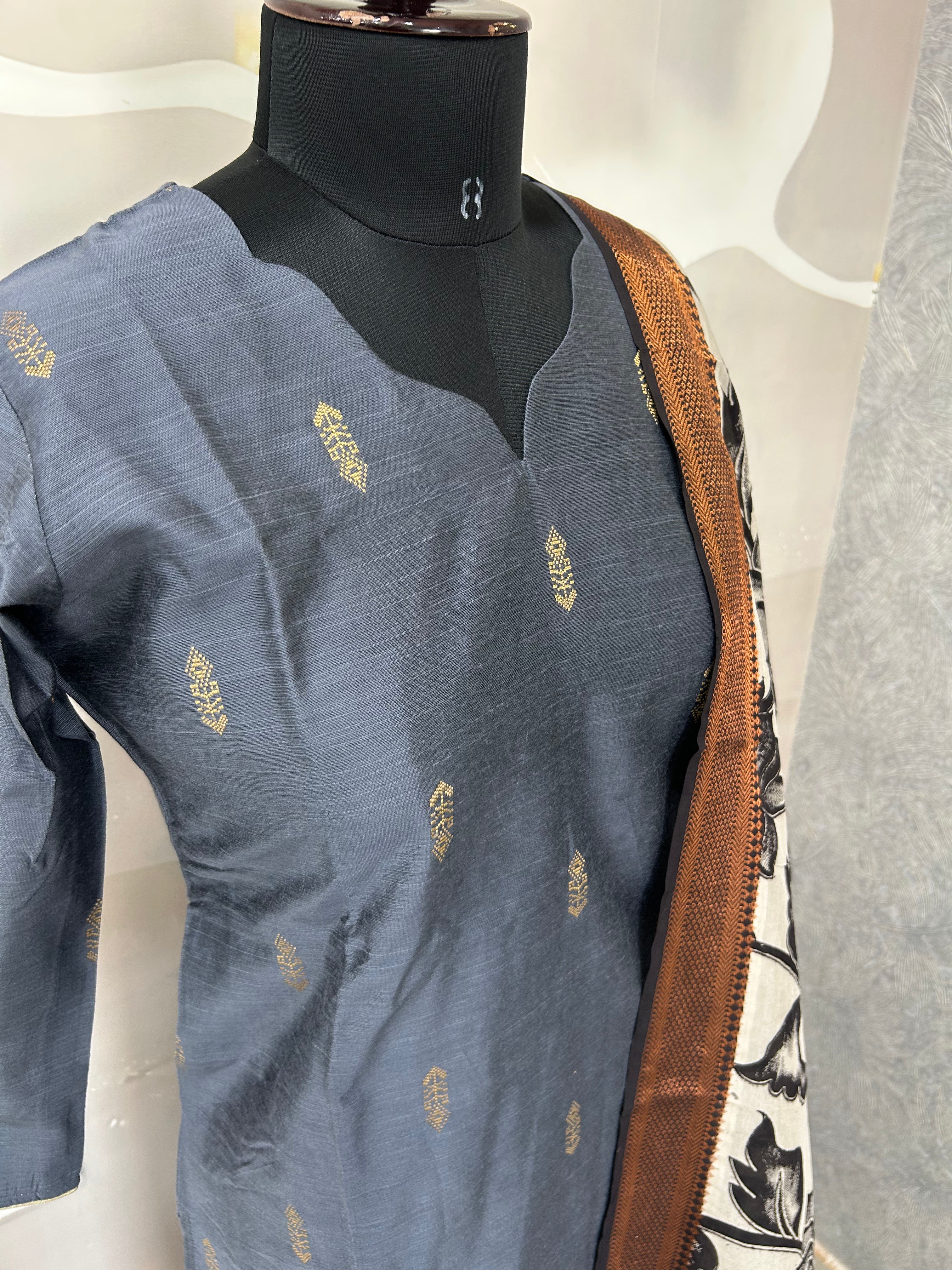 Raw silk 3-piece set