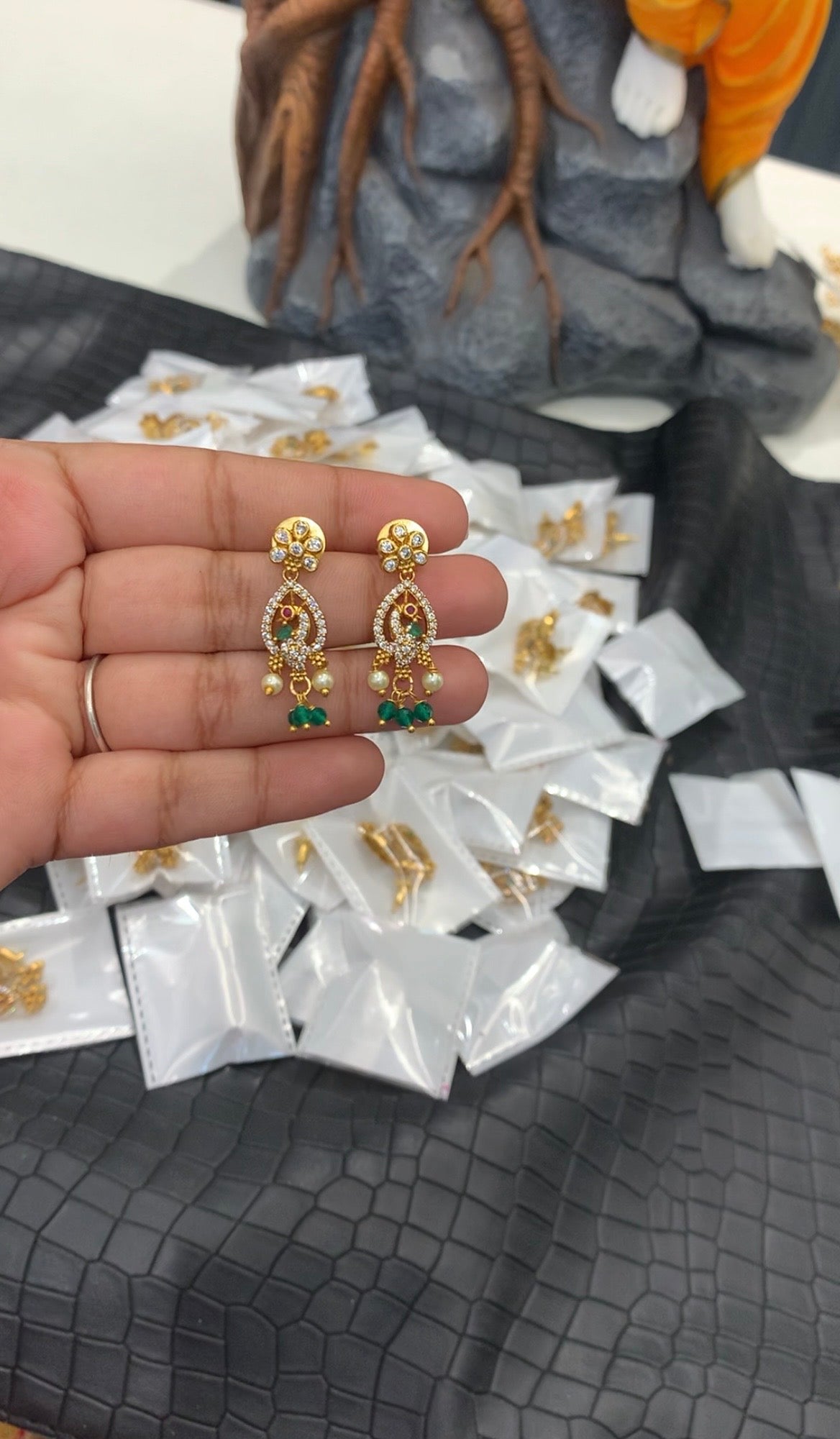 Beautiful peacock design earrings with pushback