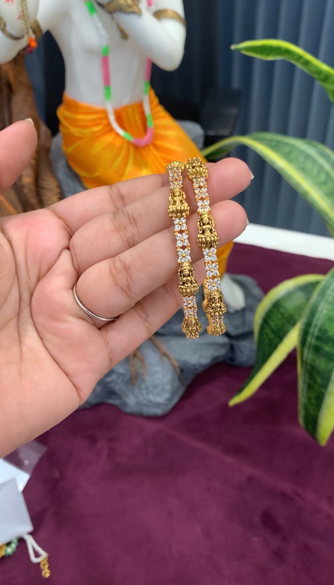 Beautiful Lakshmi devi CZ stone bangles