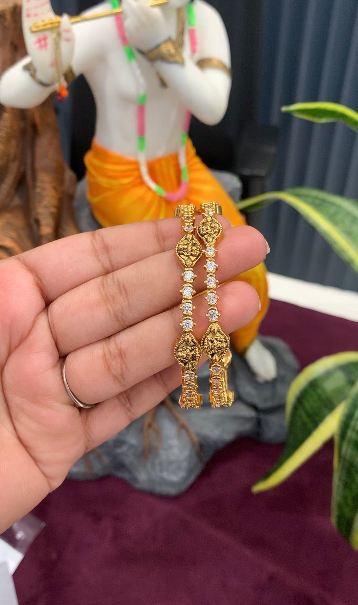 Beautiful Lakshmi devi CZ stone bangles