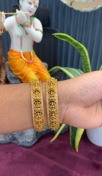 Beautiful Lakshmi devi bangles with white stones