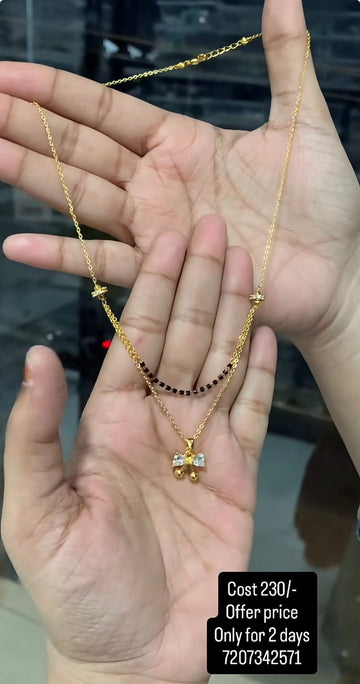 Beautiful simple chandraharam & blackbeads chain 18 inchs long