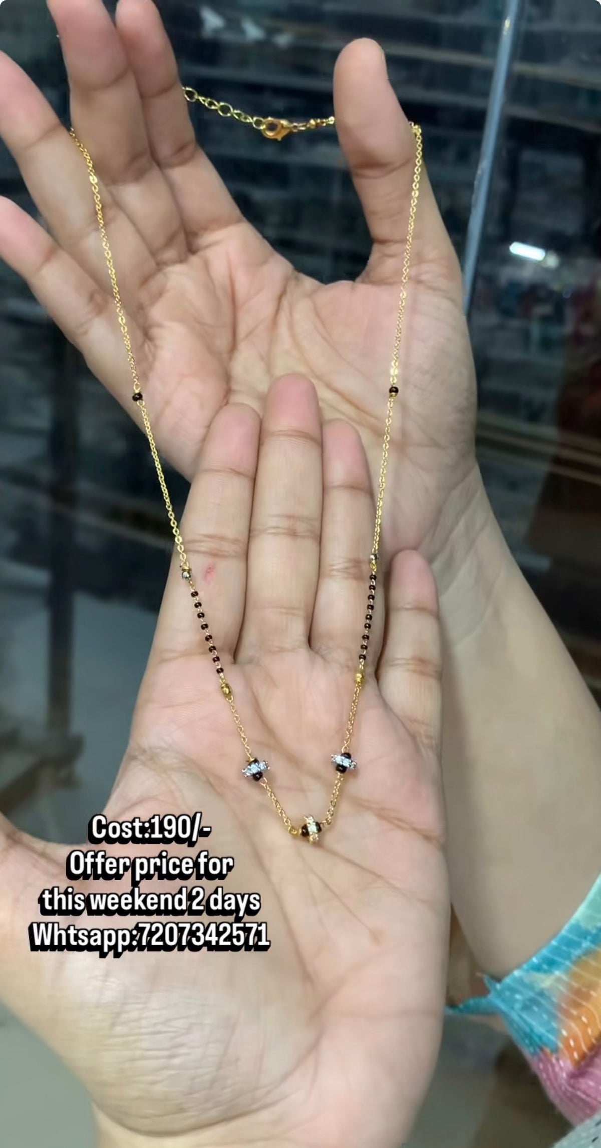 Beautiful simple chandraharam & blackbeads chain 18 inchs long